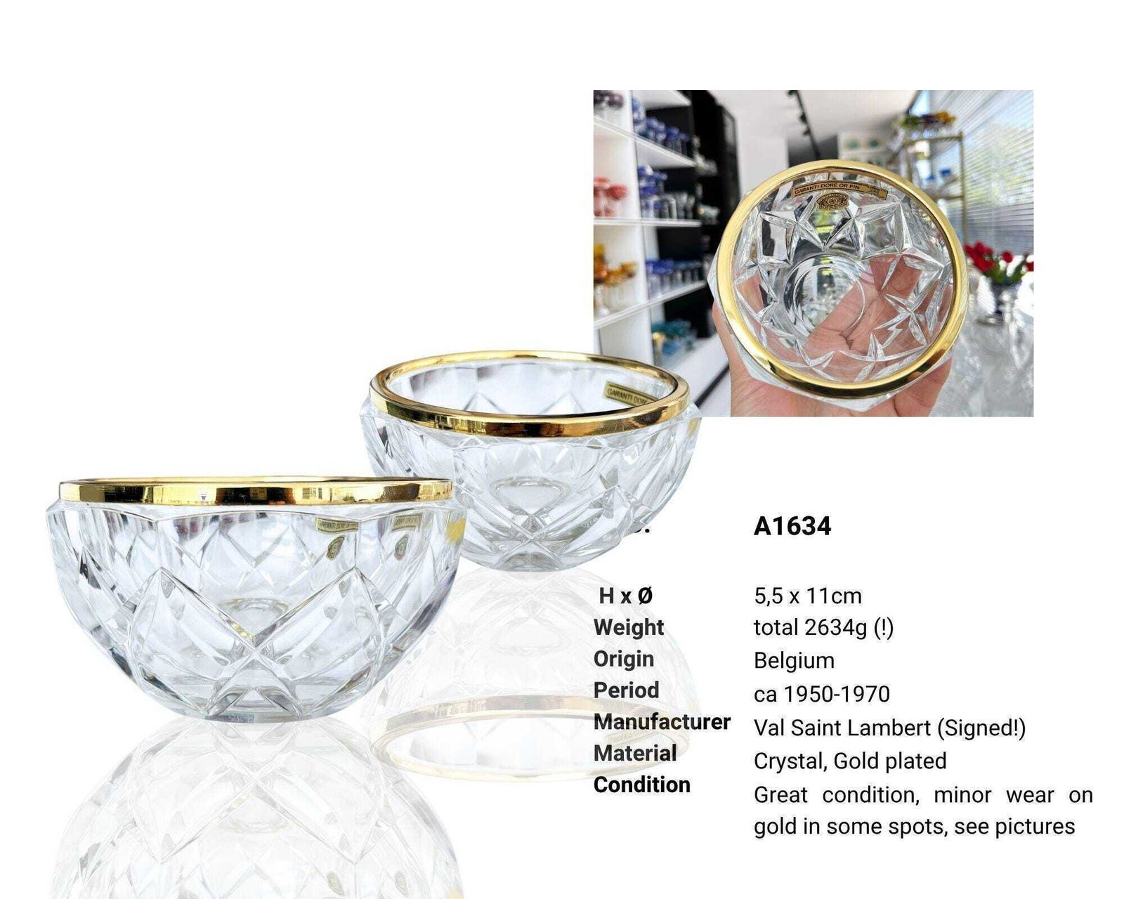 Rince-doigts Val Saint Lambert en cristal, lot de 6 photo vinterior