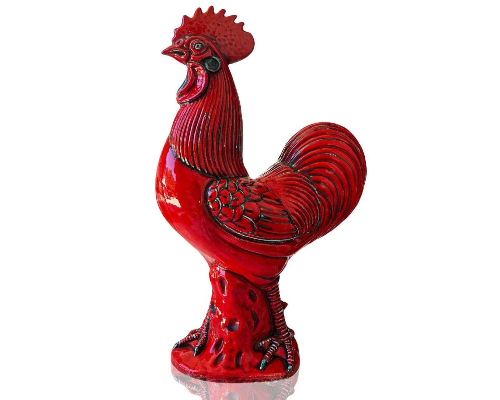 Farmhouse Decor | Italian Rooster | Red Figurine