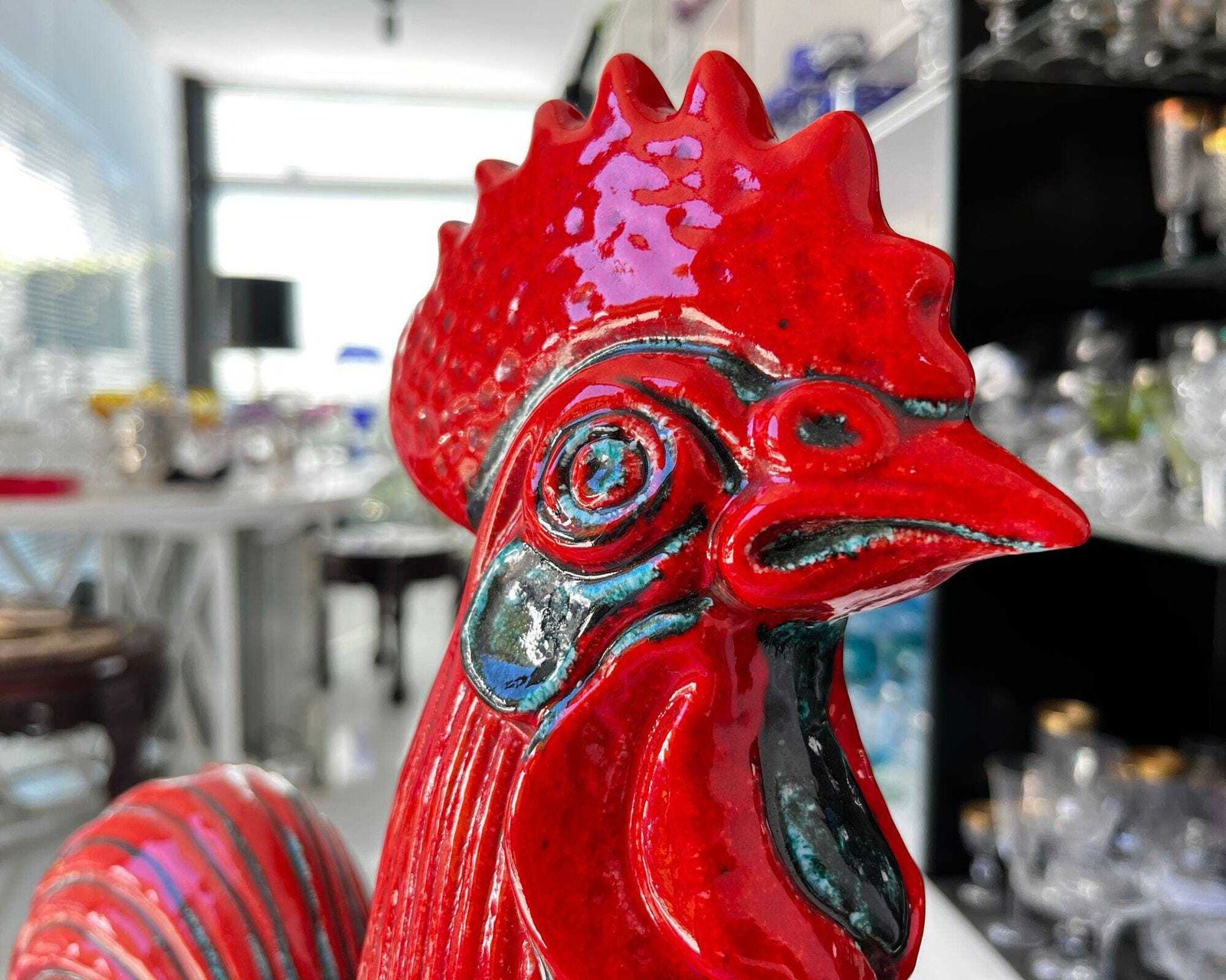 Décoration campagne | Coq italien | Figurine rouge photo vintage