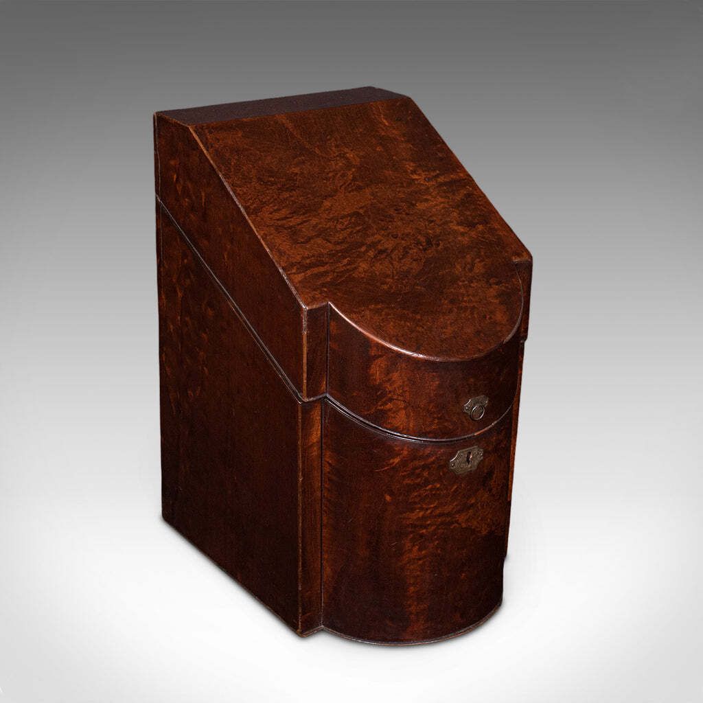 Antique Knife Box, English, Kitchen Organiser, 46 Item Cutlery Storage, Georgian photo furniture