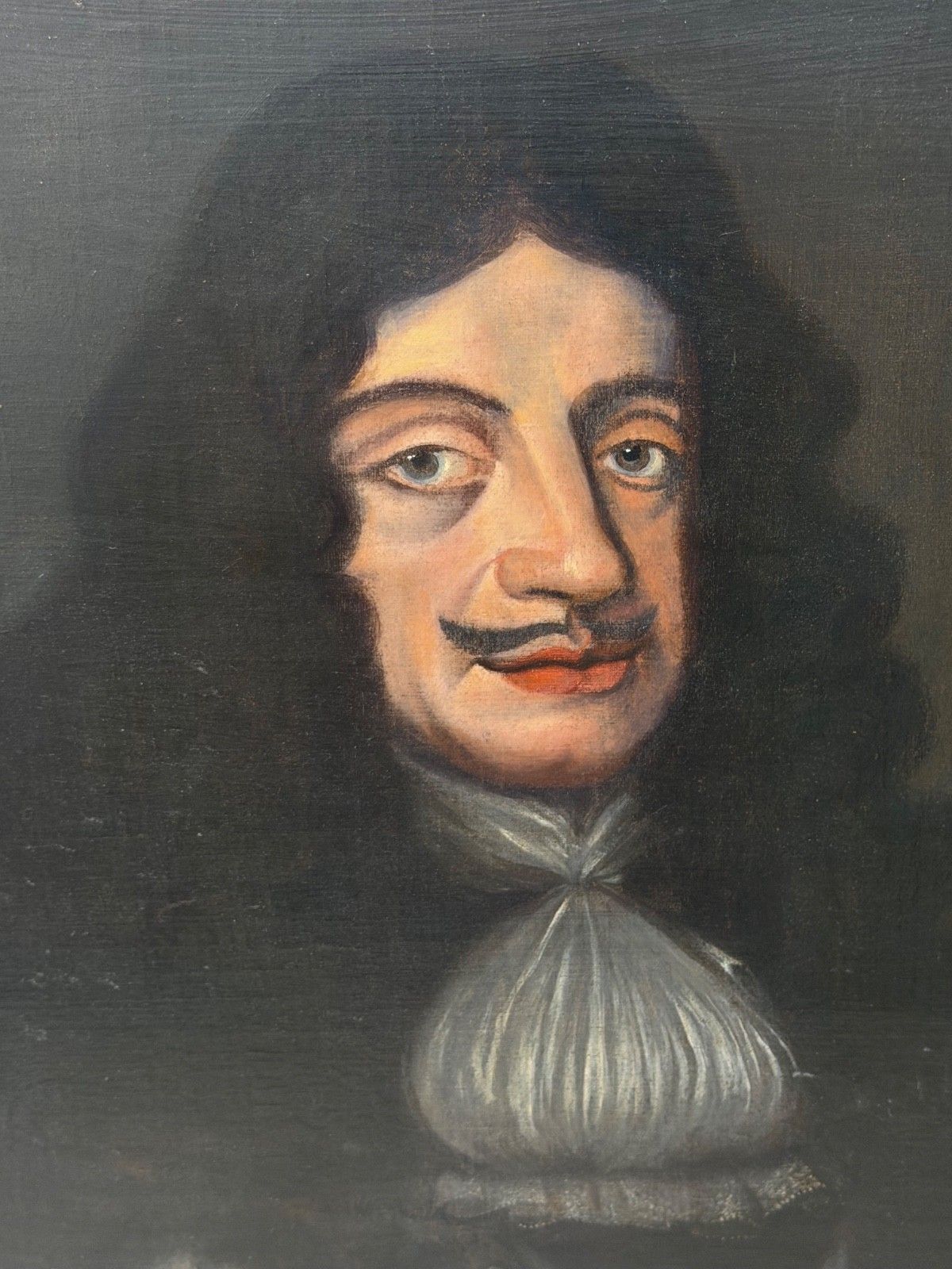 19th Century Oil Portrait Painting Of King Charles II Wearing The Royal Garter After Sir Peter Lily Gilt Framed photo vintage