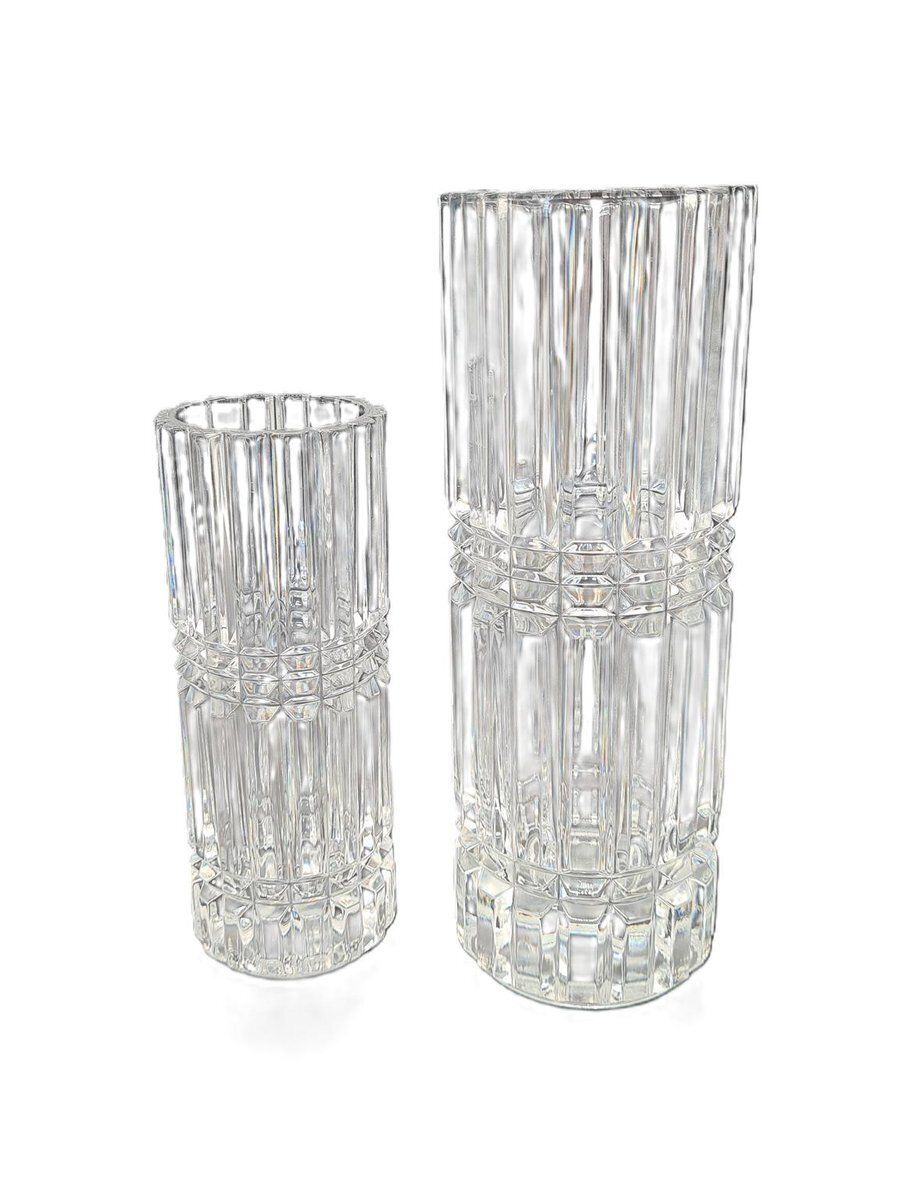Montparnasse Crystal Vases From Cristal Darques Durand, France, 1970s 1980s, Set Of 2