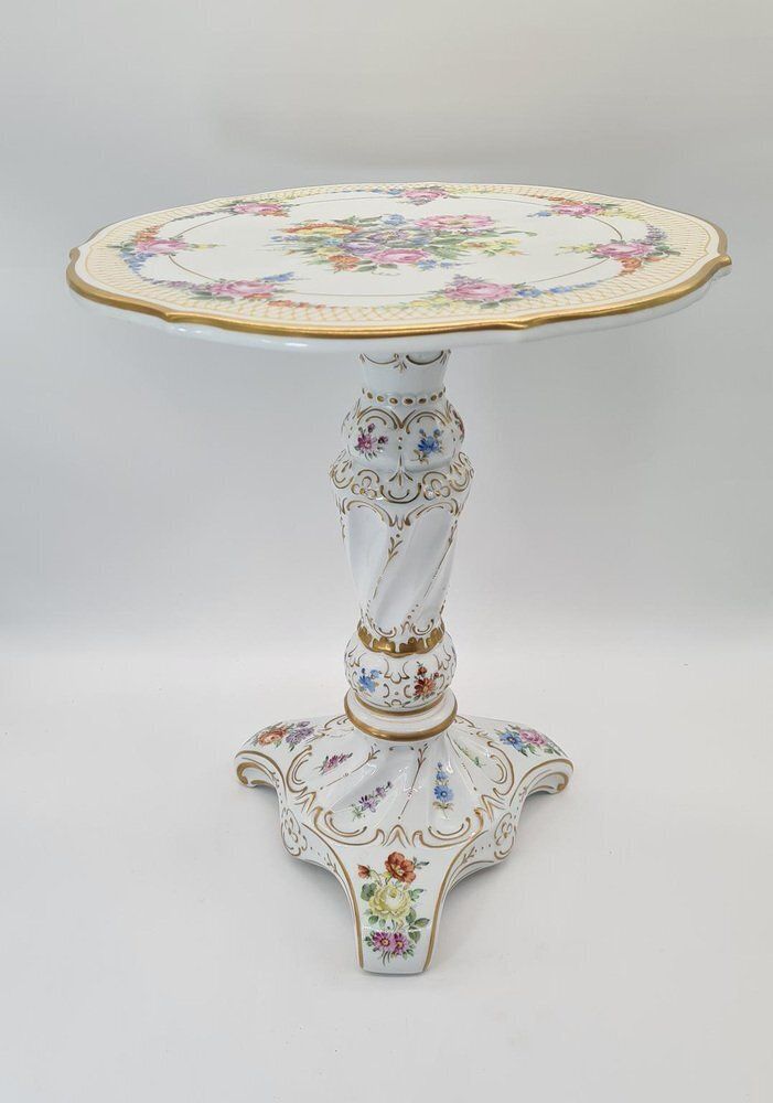 Mid Century Porcelain Table With Hand Painted Floral Decoration, Germany, 1970s photo furniture