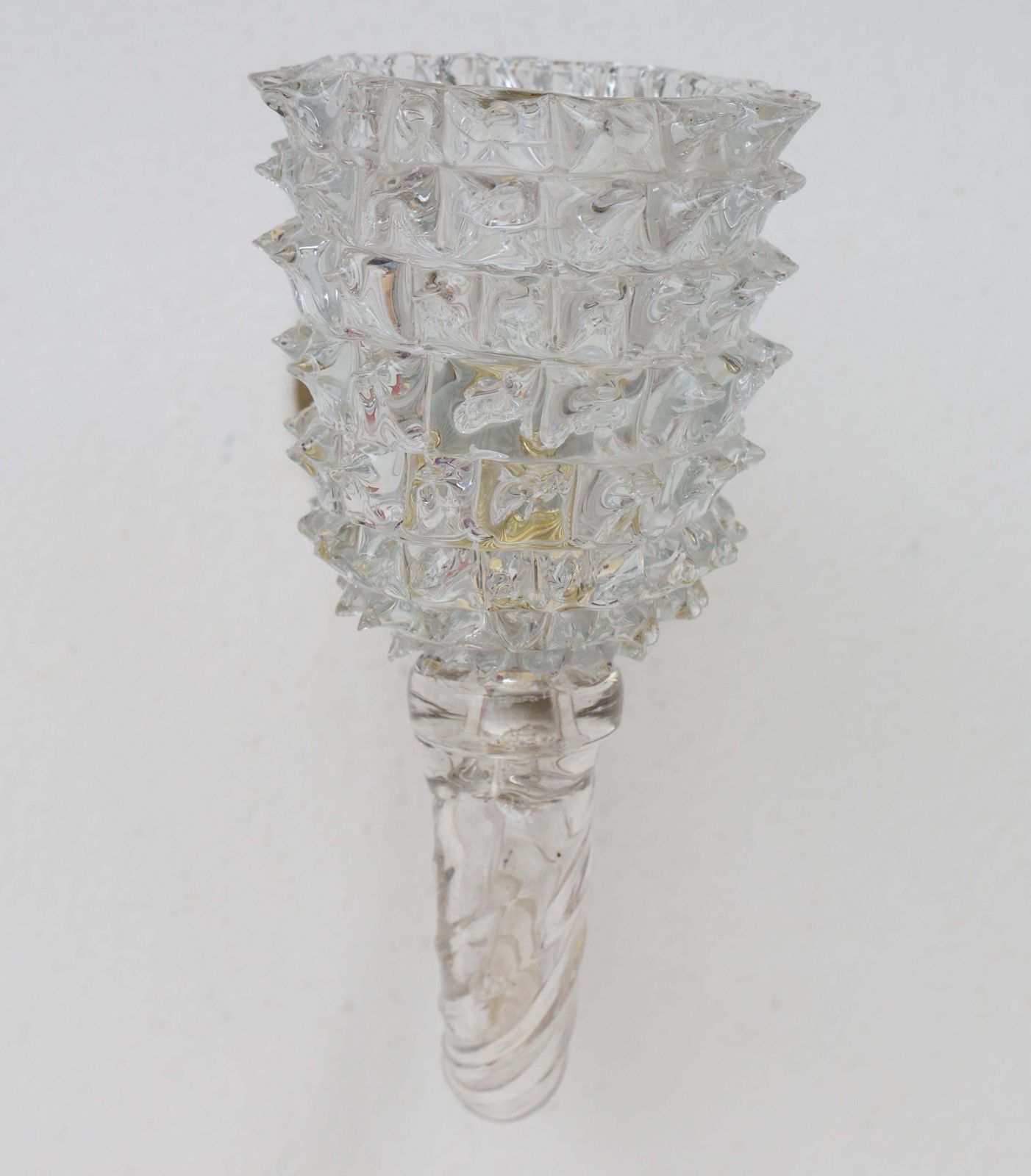 Lighting Set Of 2 Art Deco Wall Light In Murano Rostrato Glass By Barovier E Toso, 1950s photo