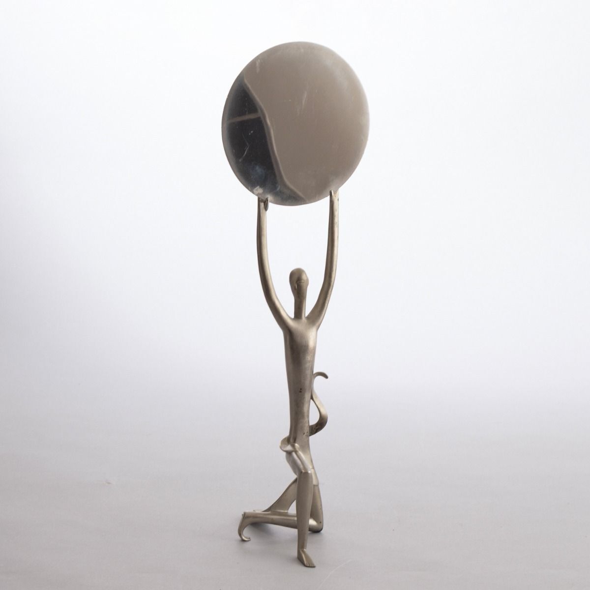 Nickel Plated Brass Table Mirror By Whw Hagenauer, Vienna, Austria (Stamped)