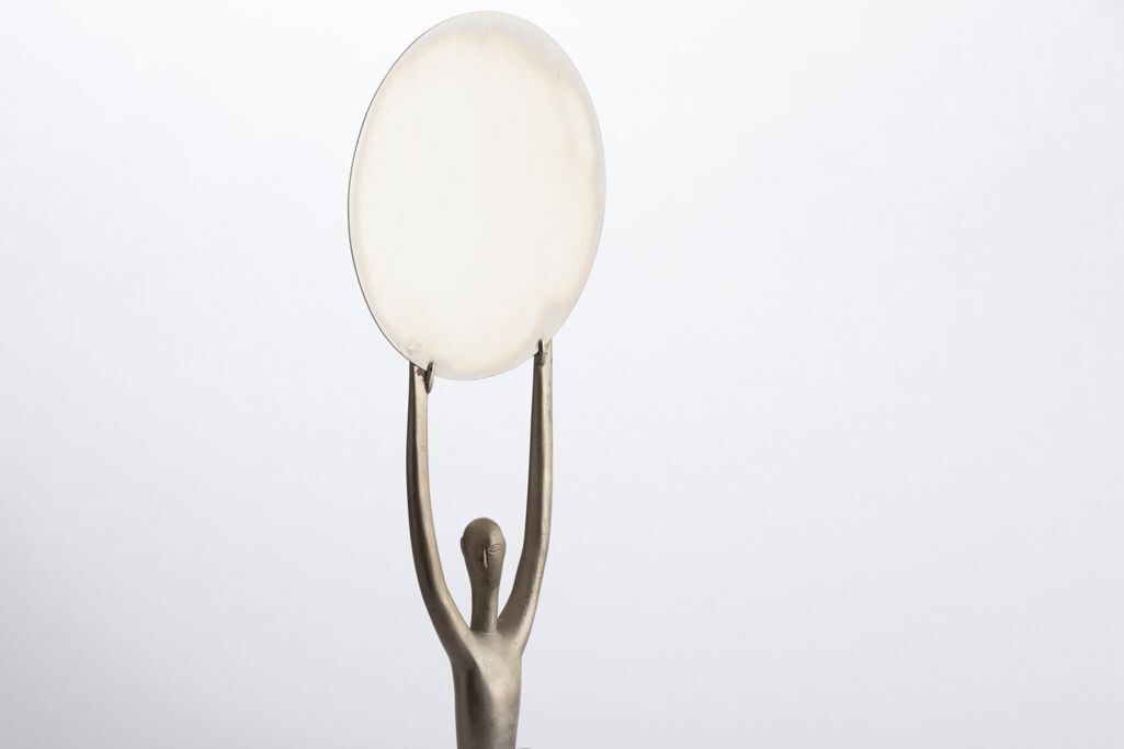 Nickel Plated Brass Table Mirror By Whw Hagenauer, Vienna, Austria (Stamped) photo Home Decor