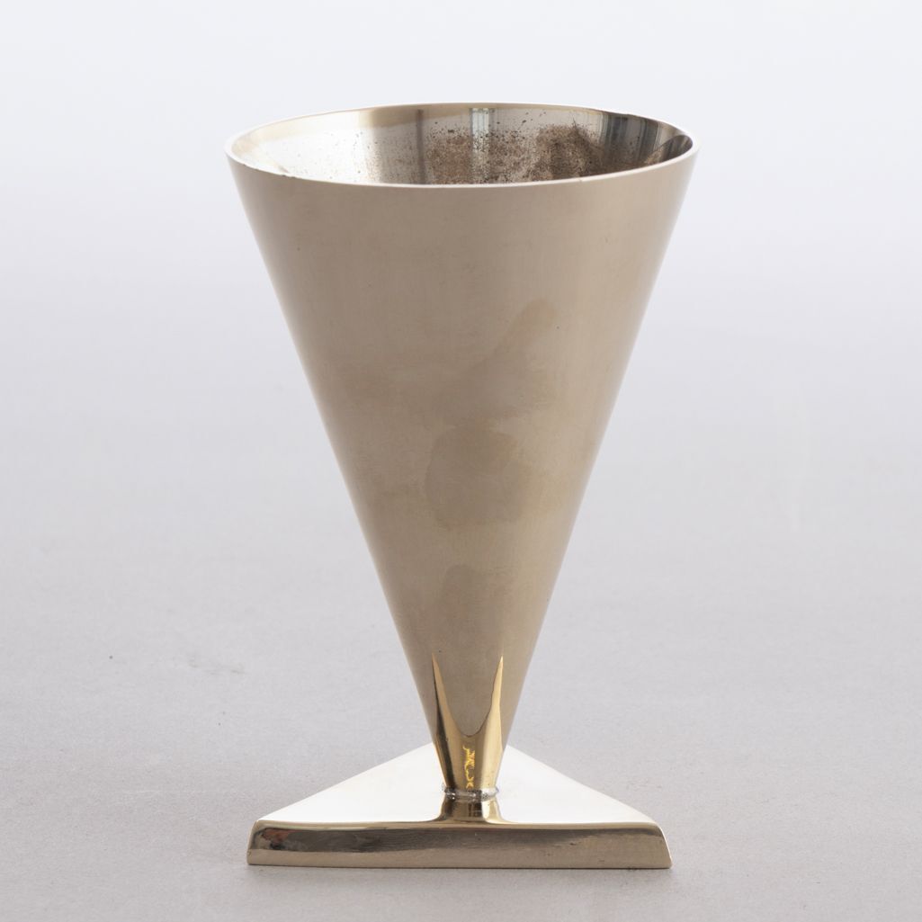 Art Deco Modernist Plated Brass Cocktail Cup In The Manner Of Maison Desny, France C.1930 photo for sale