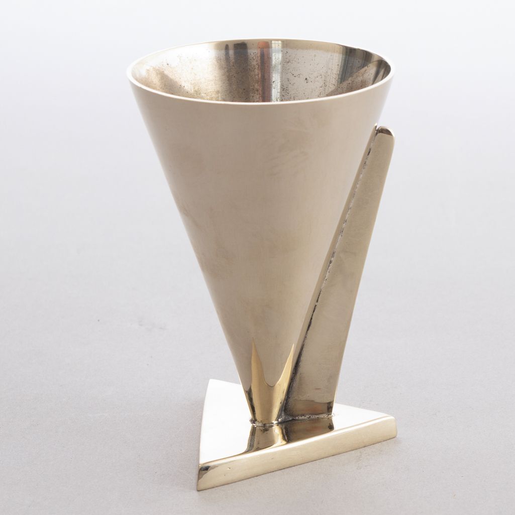 Art Deco Modernist Plated Brass Cocktail Cup In The Manner Of Maison Desny, France C.1930 photo Home Decor
