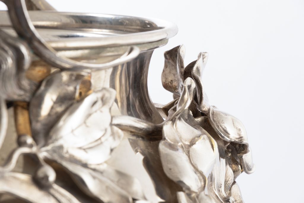 photo for sale Large Art Nouveau Cast Vase / Champagne Bucket With Tendrils & Flower Heads By Wmf