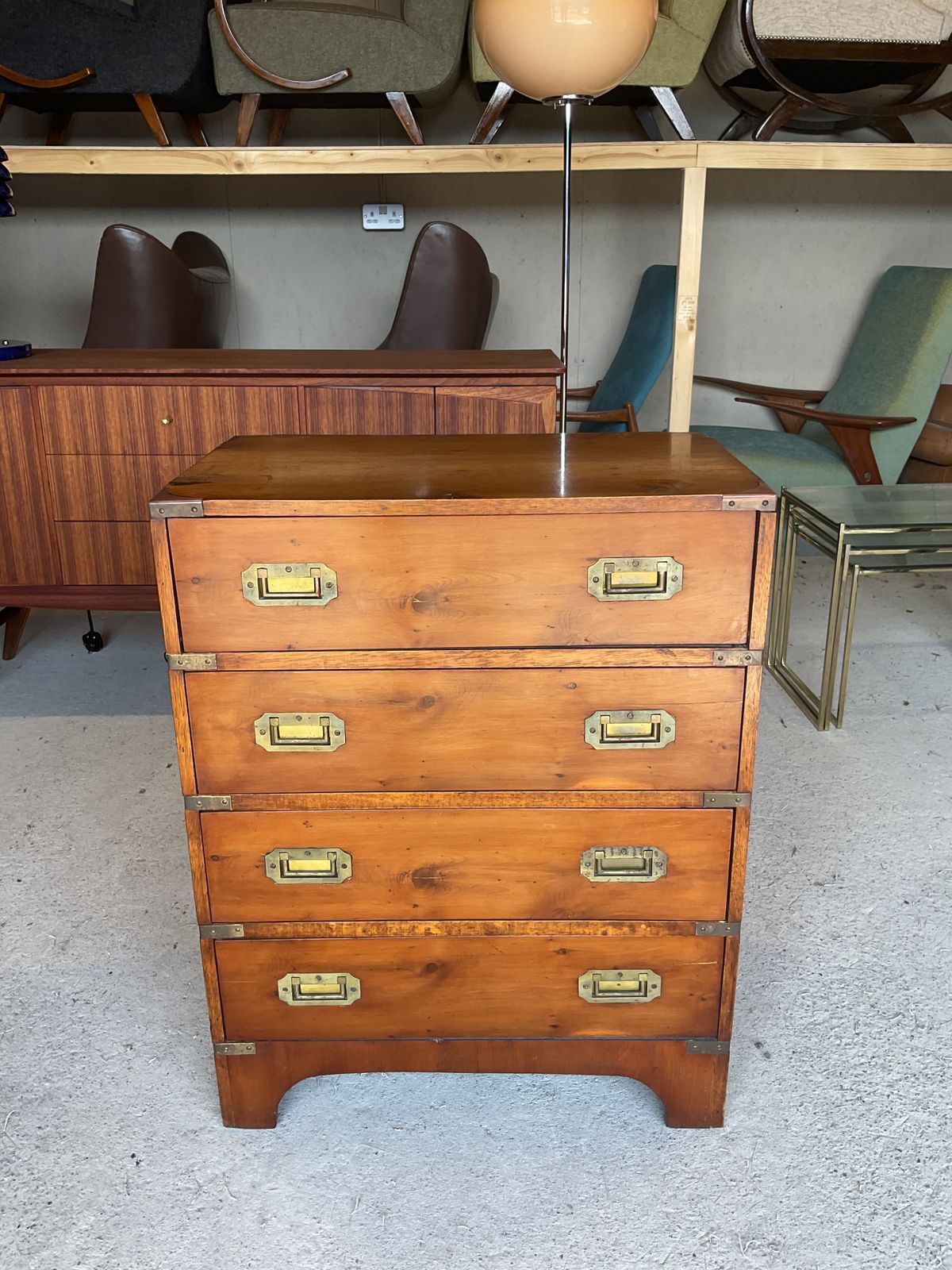 Antique Regency Military Campaign Chest Of Drawers With Brass photo for sale