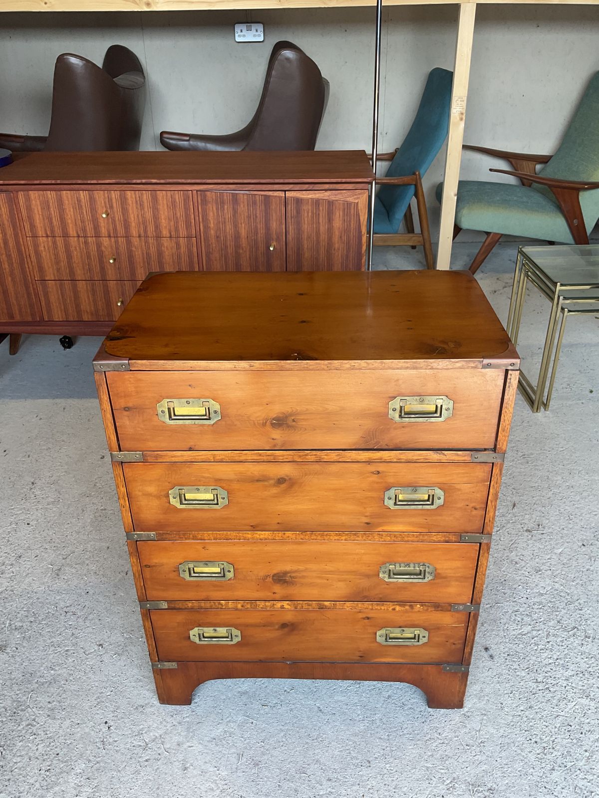 Antique Regency Military Campaign Chest Of Drawers With Brass photo Furniture