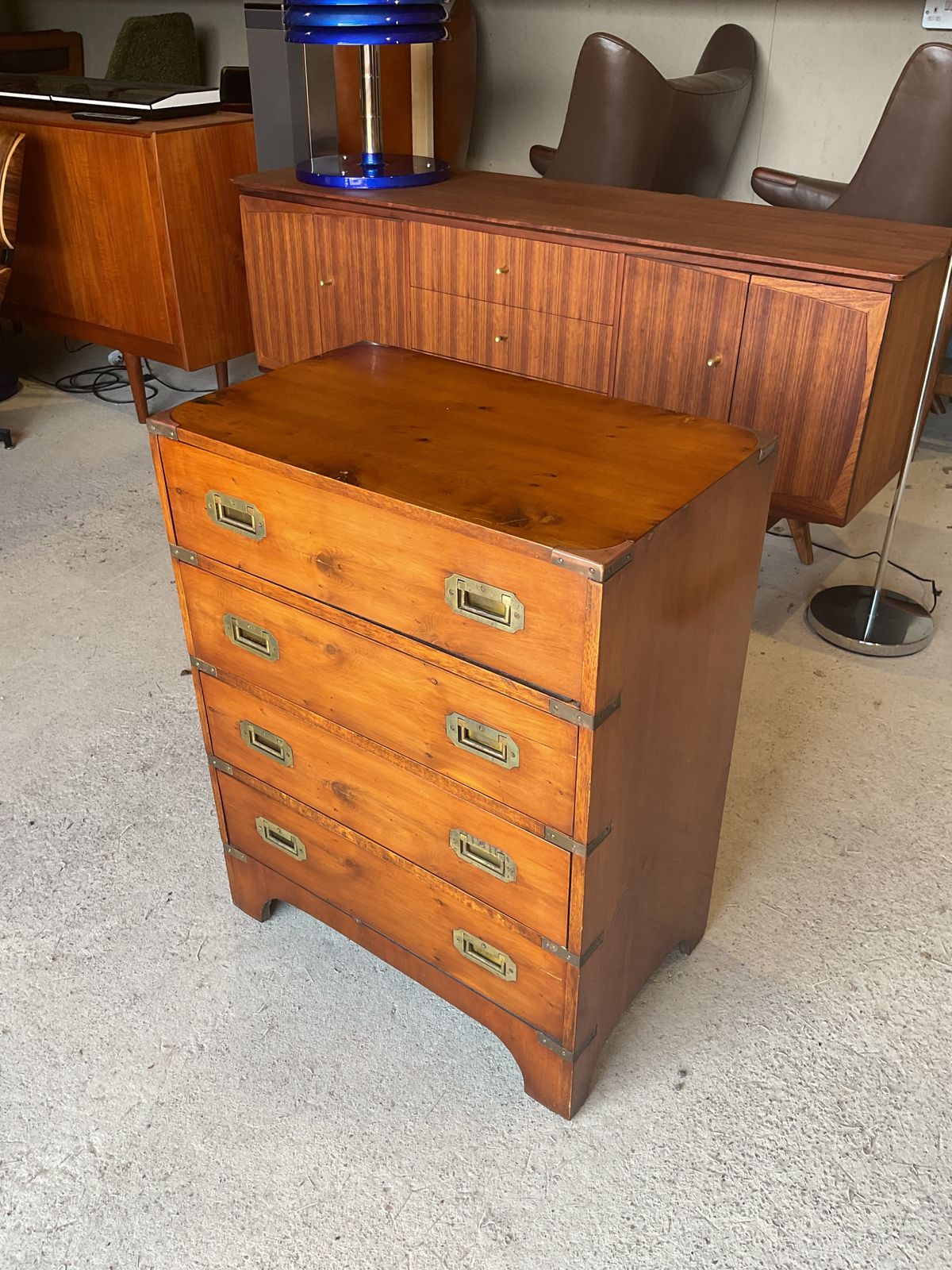 Antique Regency Military Campaign Chest Of Drawers With Brass photo vinterior