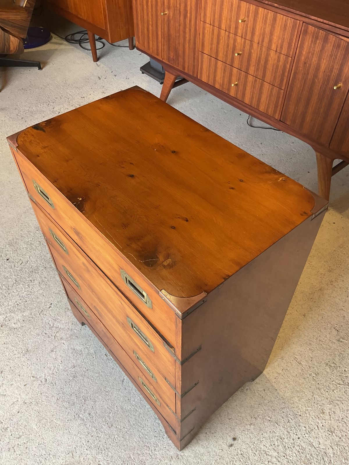 photo for sale Antique Regency Military Campaign Chest Of Drawers With Brass
