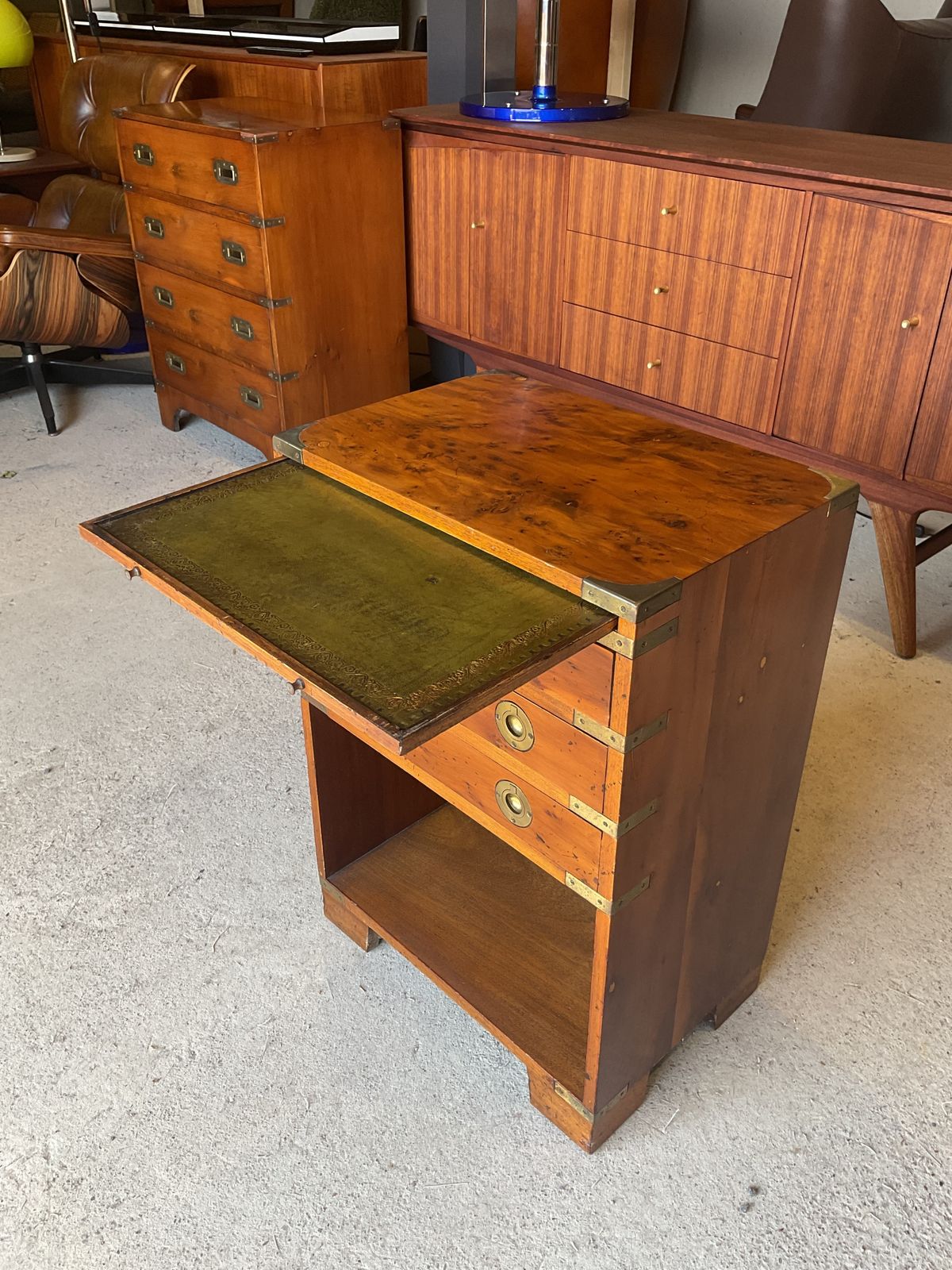 photo for sale Antique Regency Walnut  Military Campaign Chest Of Drawers