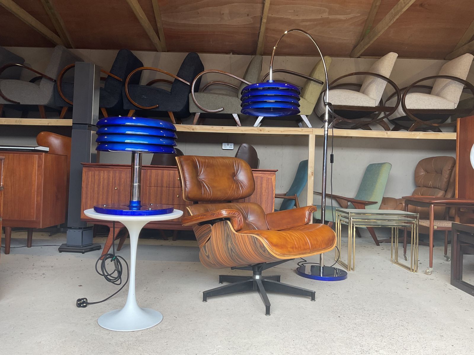 Bauhaus Mid Century Floor Lamp & Desk Lamp By Tamás Borsfay 1970s photo for sale