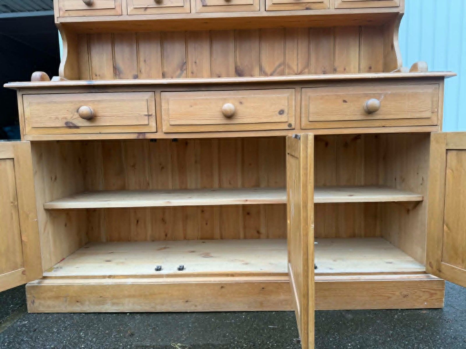 Custom Painted Vintage Country Farmhouse  Pine 3 Door Medium Welsh Dresser photo for sale