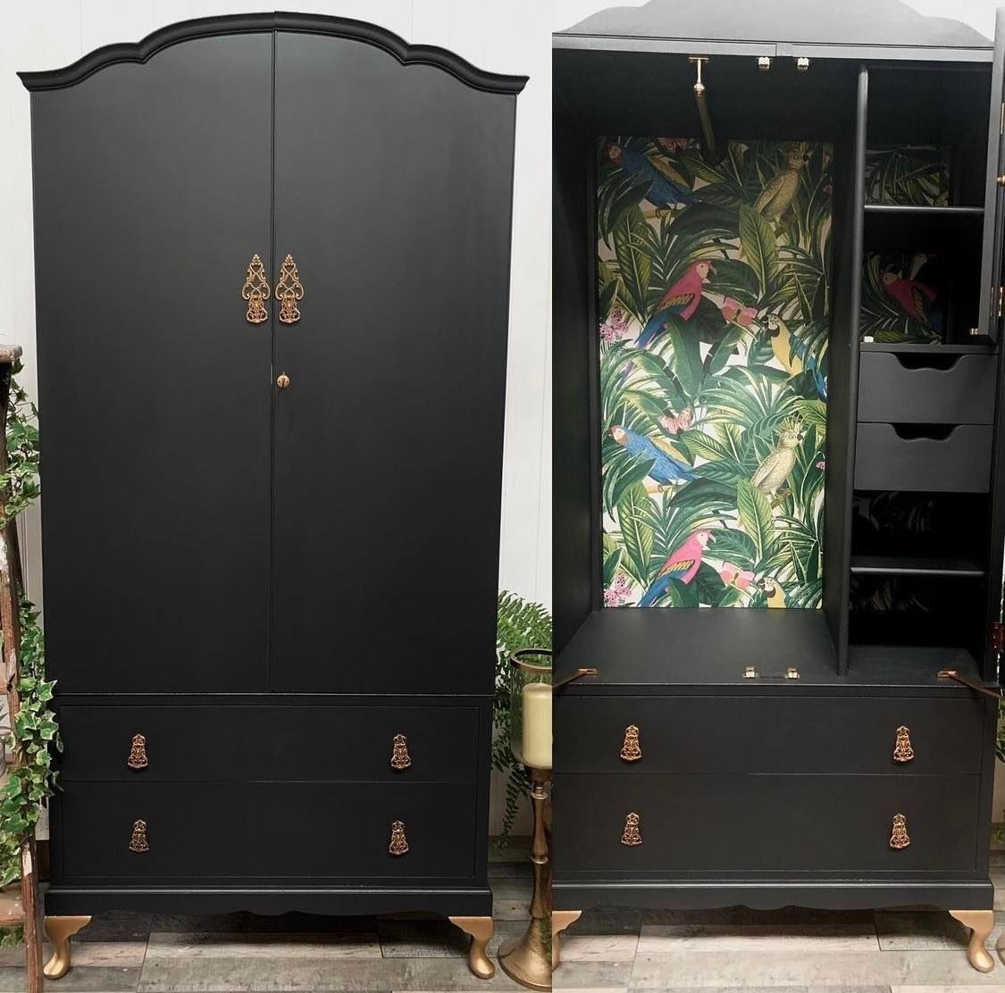 Furniture Ornate Antique Vintage Mahogany Double Hallrobe/Wardrobe photo