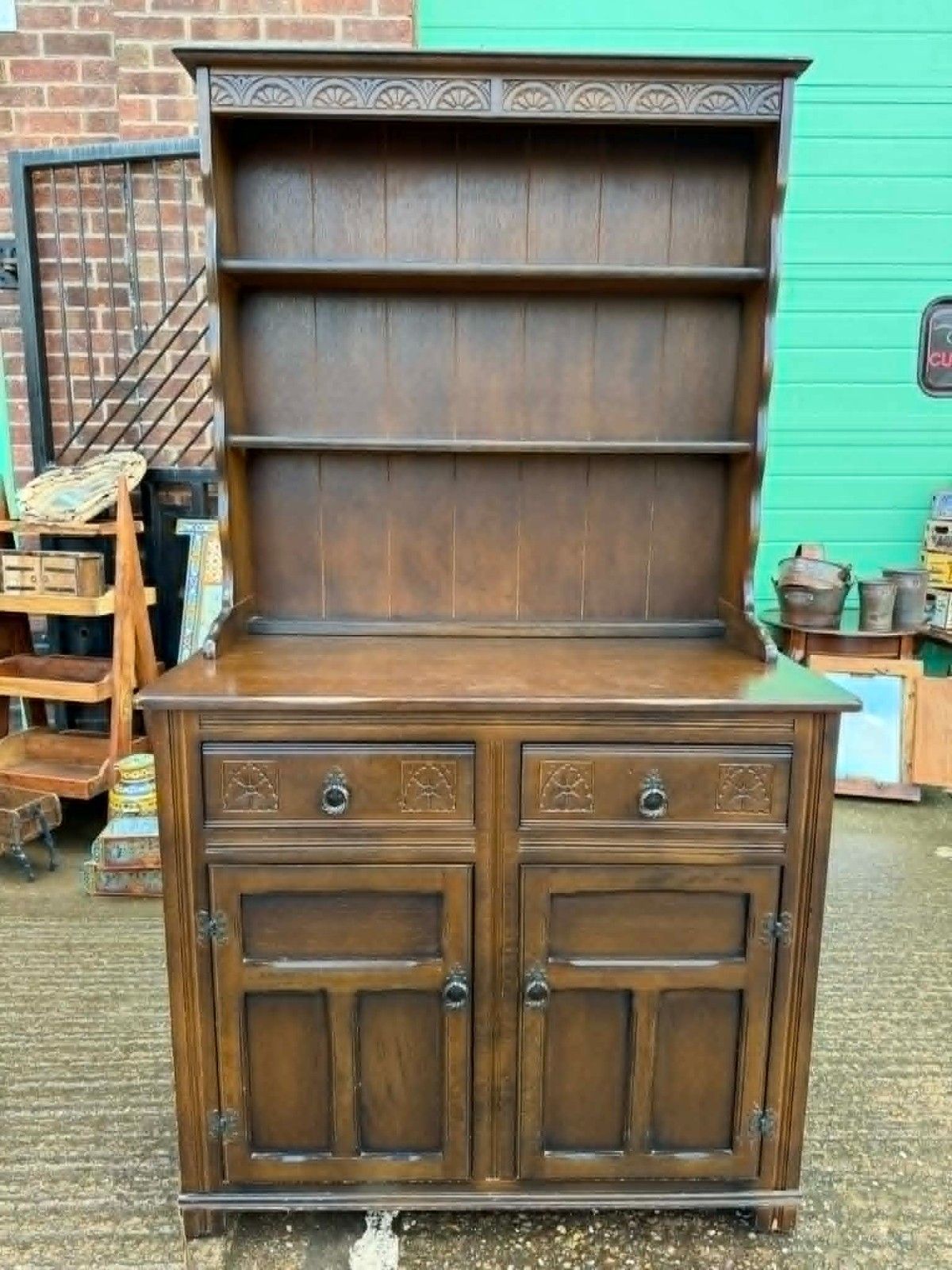 Vintage Welsh Dresser Priory Style With Plate Racks Ready To Upcycle
