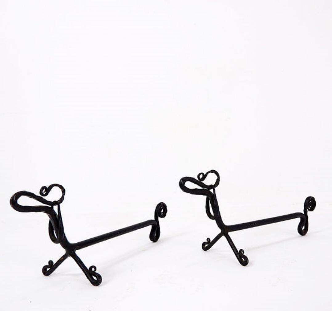 Pair Of Wrought Iron Dachshund Andirons   20th Century photo Home Fixtures