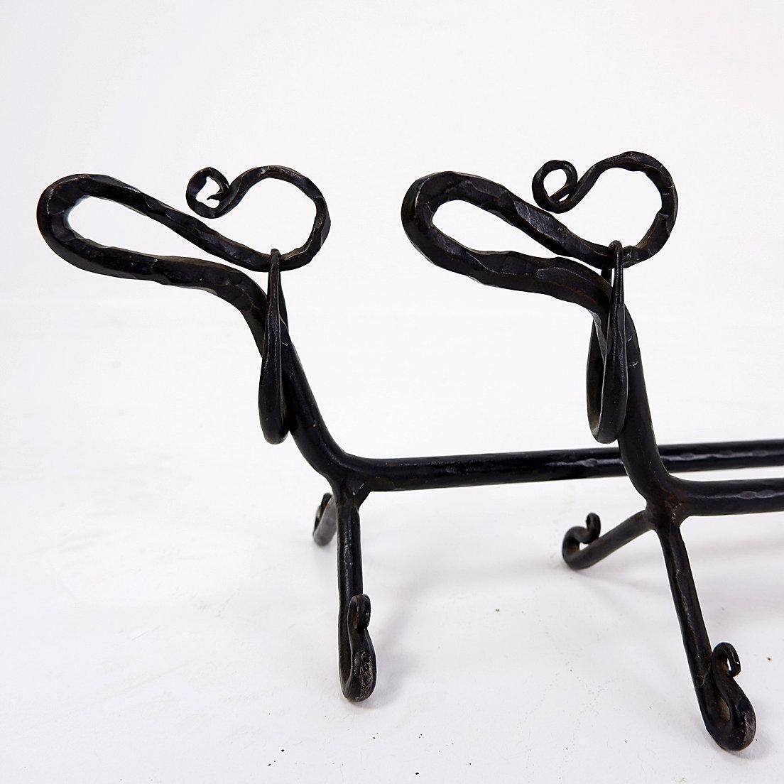 photo vinterior Pair Of Wrought Iron Dachshund Andirons   20th Century