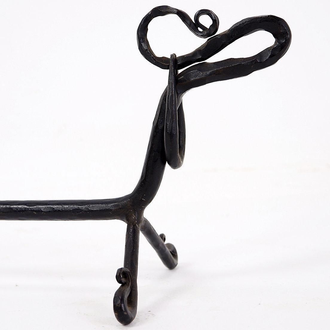 photo buy Pair Of Wrought Iron Dachshund Andirons   20th Century