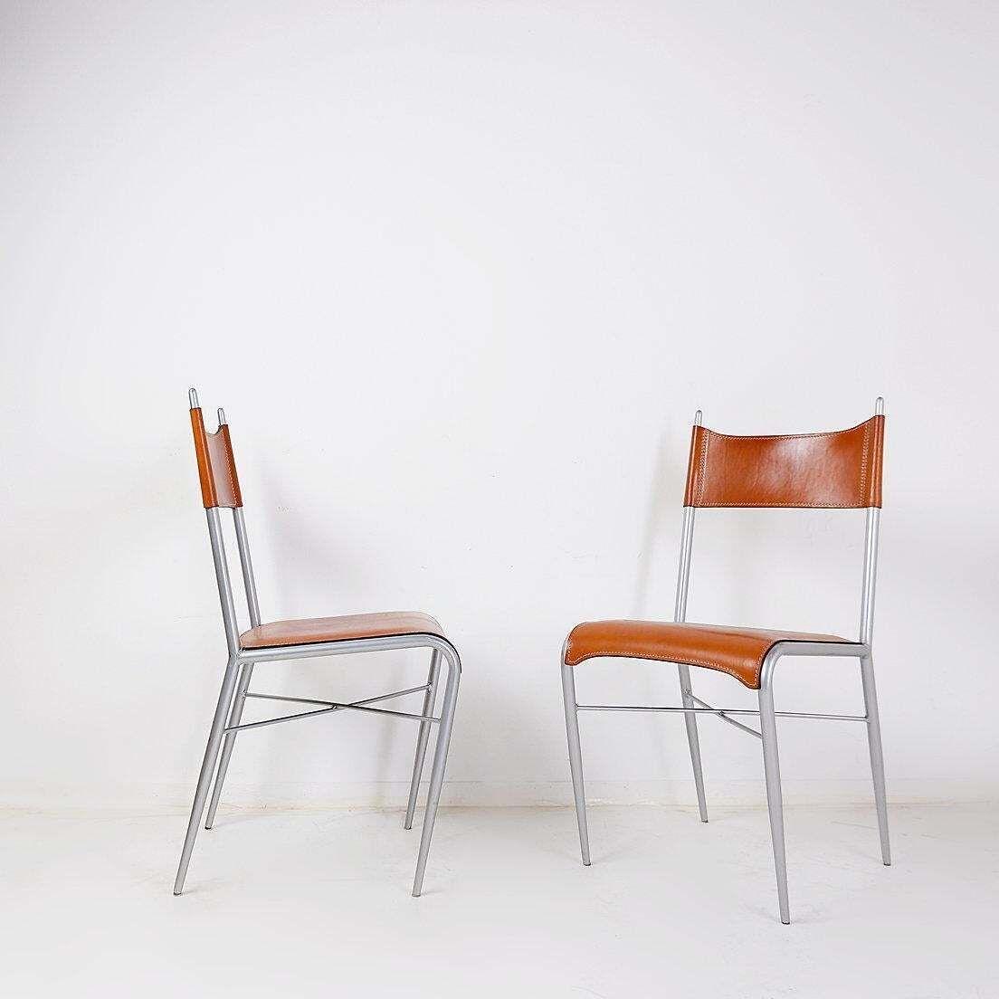 Set Of 6 Of Italian Vintage Arrben Dining Chairs, 1980s   Cognac Leather photo vintage