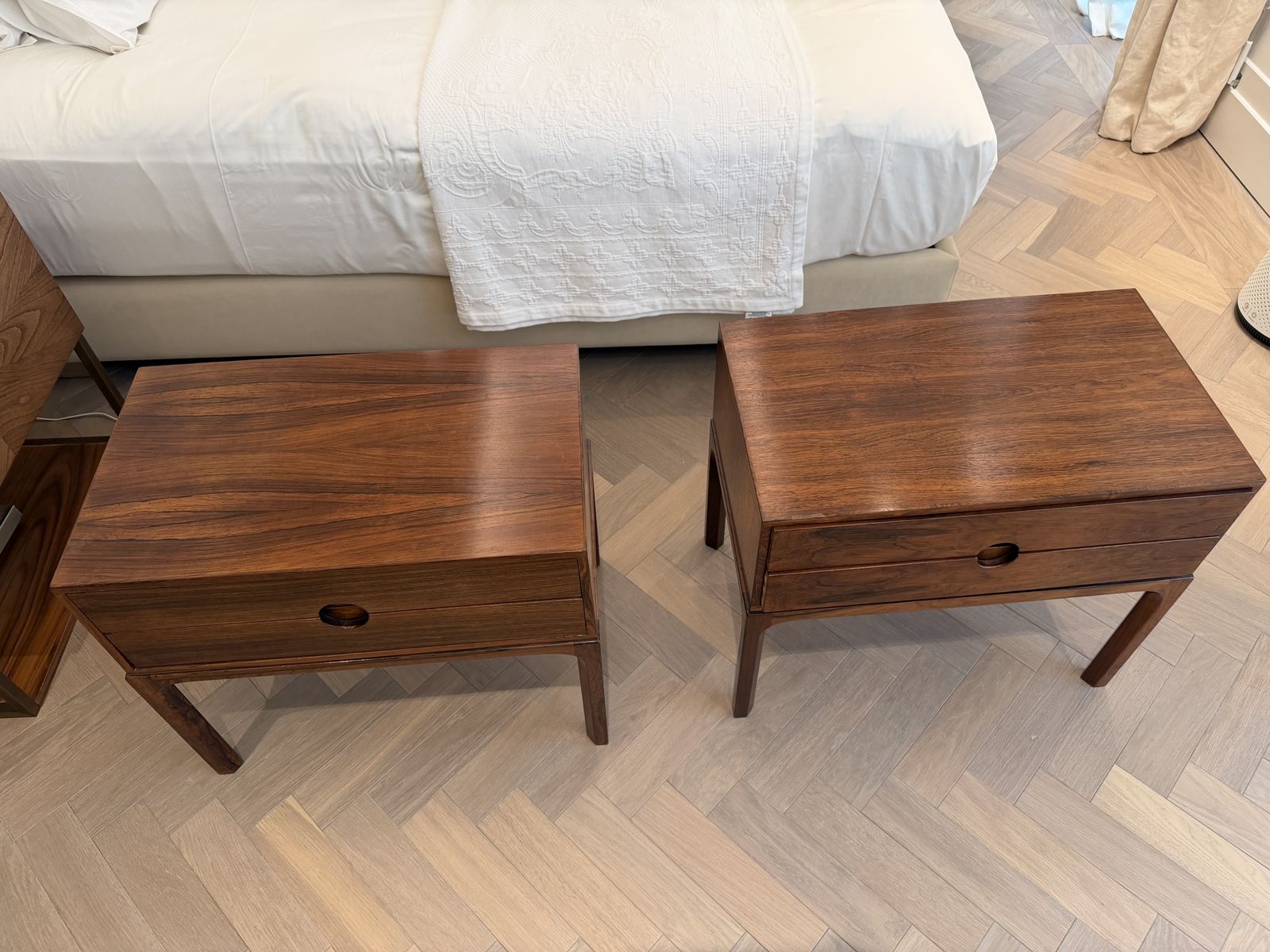 Pair (2 Piece) Danish Mid Century Rosewood Nightstands By Aksel Kjersgaard photo furniture