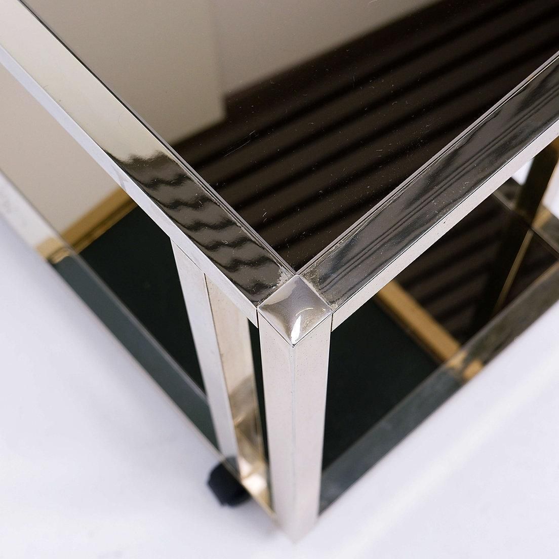 Belgian Gilded Bar Cart By Belgo Chrom, Smoked Mirror Glass, 1970s photo 864.0