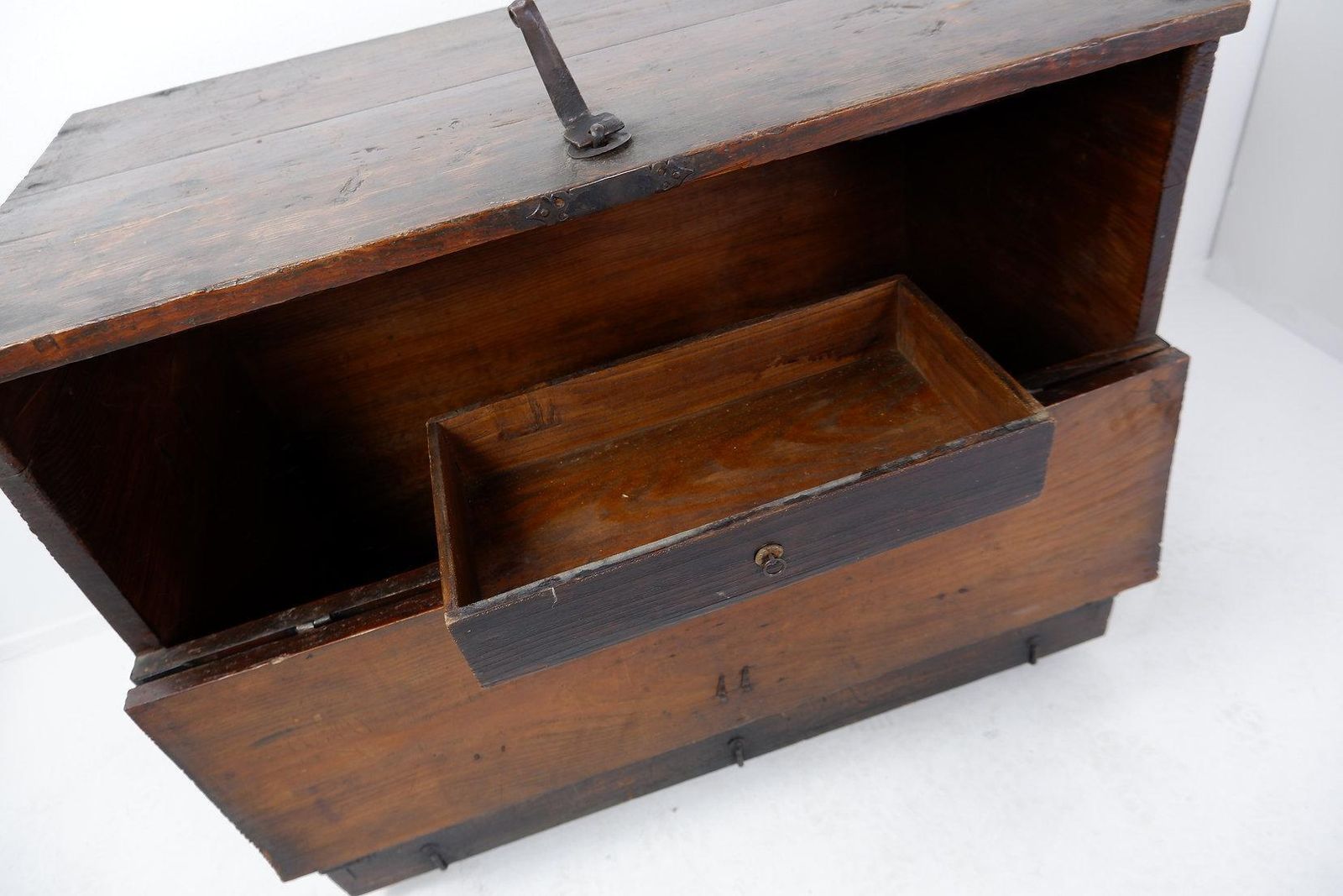 Asian Wooden Chest With Decorative Fittings   18thc photo for sale