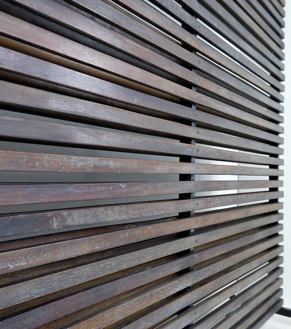 photo furniture Slatted Wood Panel Room Divider Or Slatted Coat Rack With 10 Mobile Hooks   20th