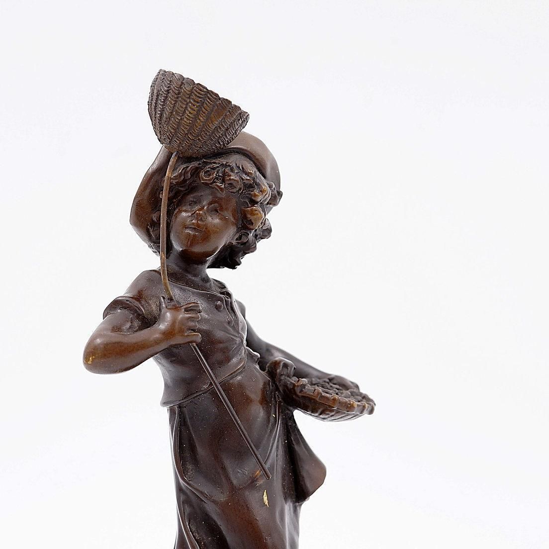 photo furniture Bronze Boy With Butterfly By Auguste Moreau, France, Late 19th Century