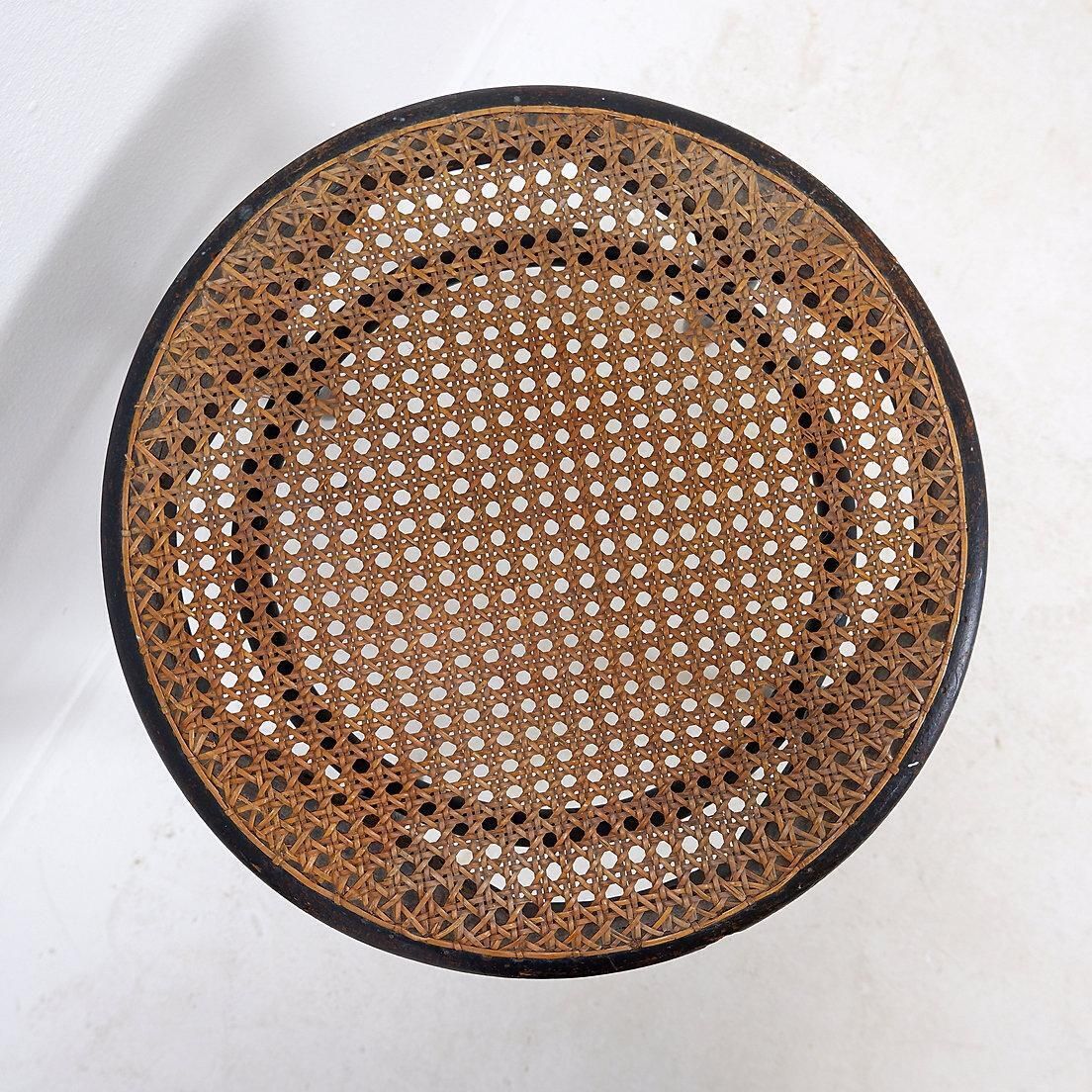 Thonet Black Bentwood Stool, Cane & Wood, Art Deco Style, Europe, 1920 photo 682.0