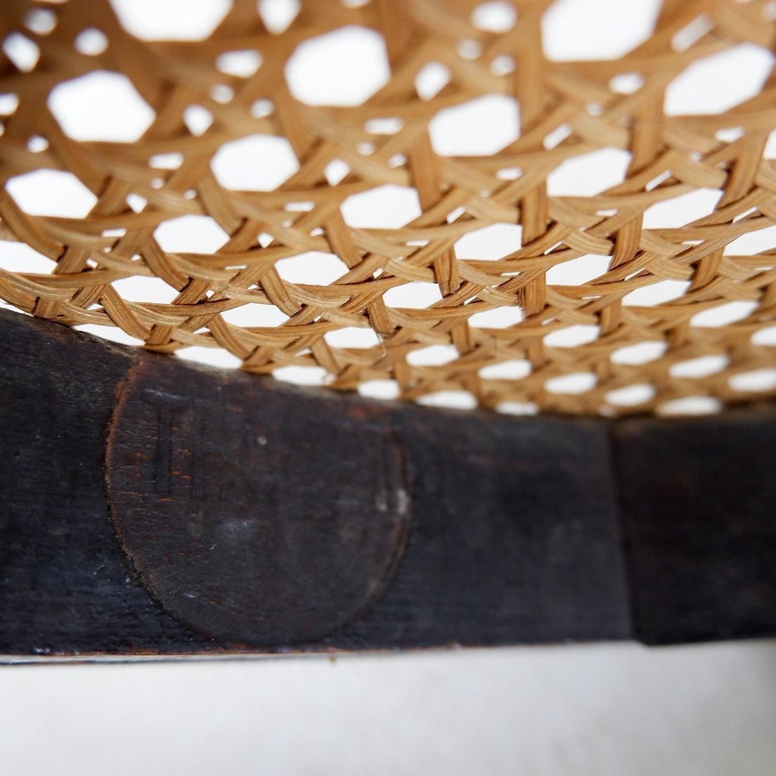 photo for sale Thonet Black Bentwood Stool, Cane & Wood, Art Deco Style, Europe, 1920