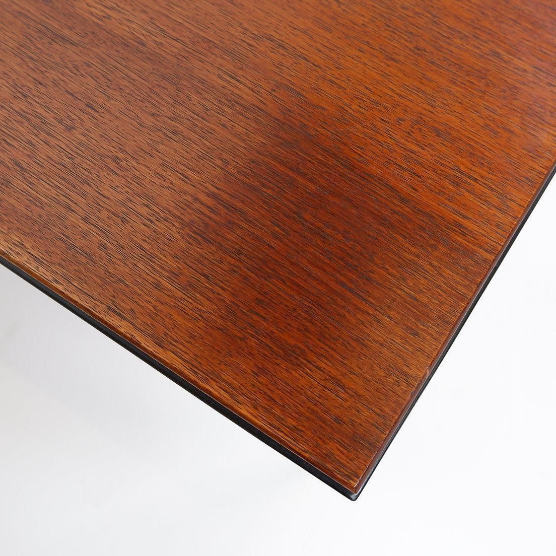 Mid Century Modern Square Coffee Table, Wood & Metal, 1970s photo Furniture
