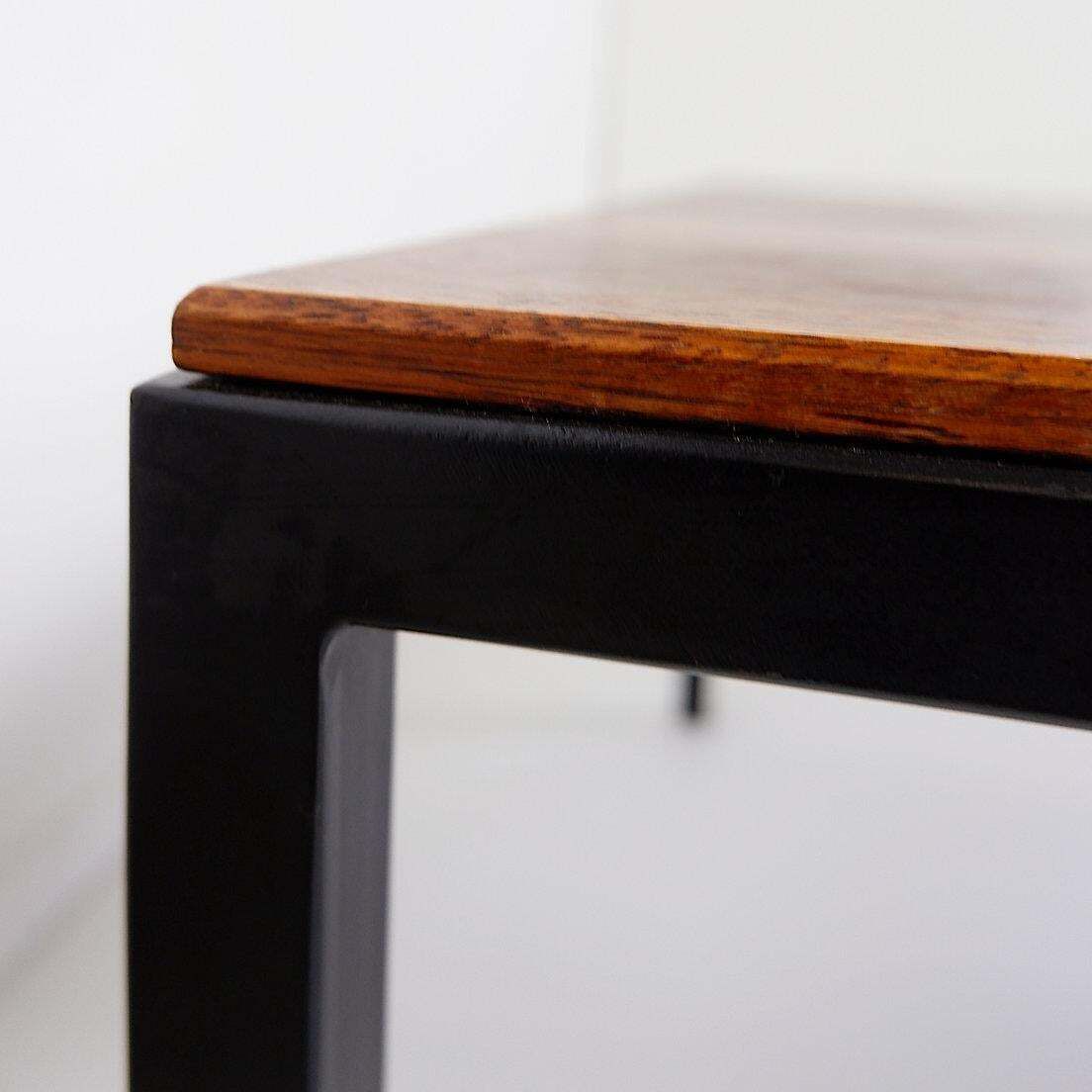 Mid Century Modern Square Coffee Table, Wood & Metal, 1970s photo buy