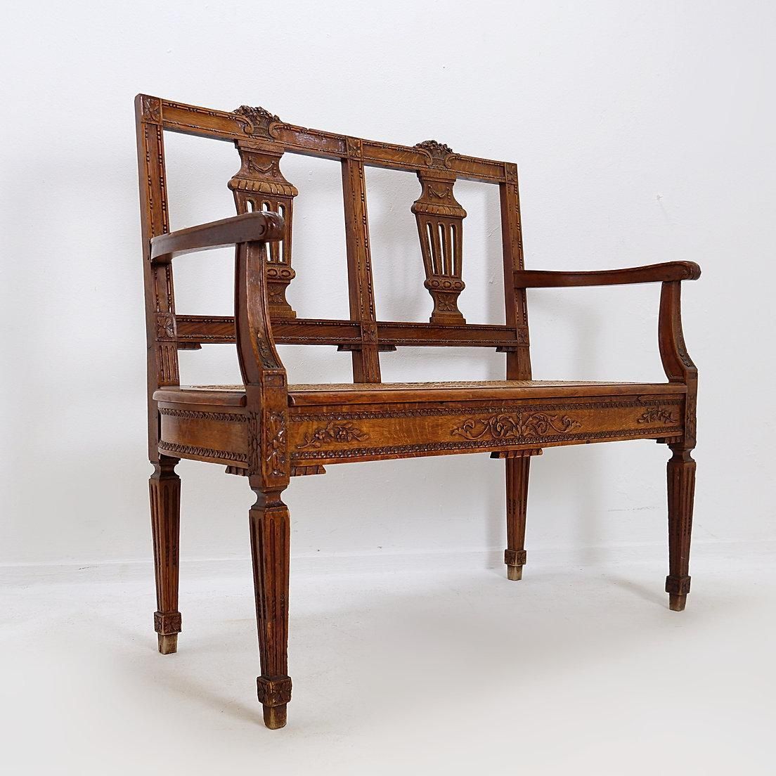 Neoclassical Style Bench Carved Lyres On The Seat Back   20th photo vintage
