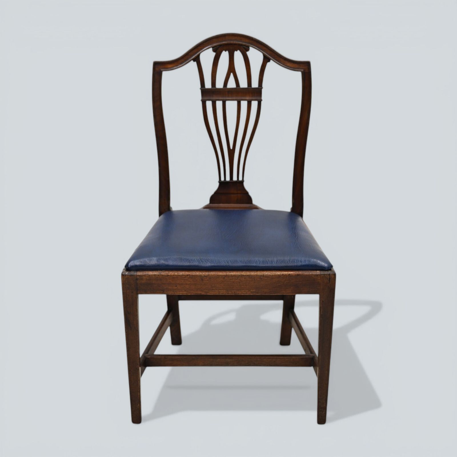 6 Georgian Mahogany Dining Chairs Blue Faux Leather Seats Free Uk Delivery photo 467.0