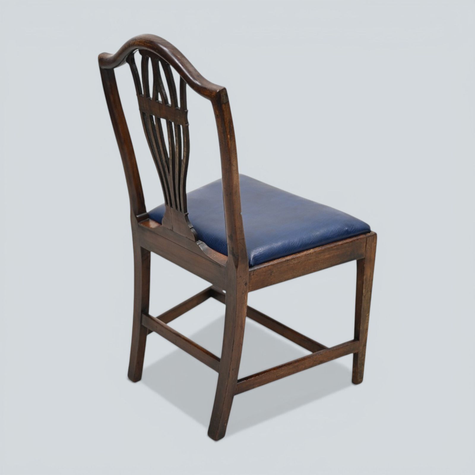 photo for sale 6 Georgian Mahogany Dining Chairs Blue Faux Leather Seats Free Uk Delivery