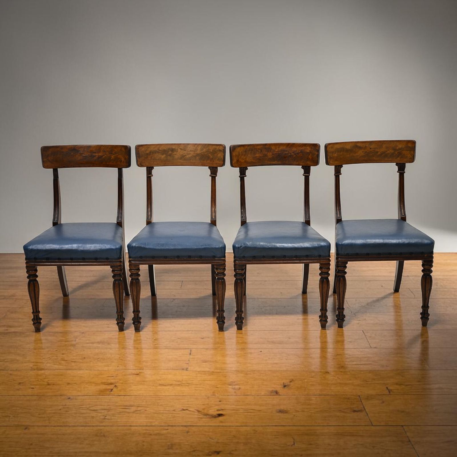 Early Victorian Dining Chairs Mahogany Faux Leather Upholstery Free Uk Delivery