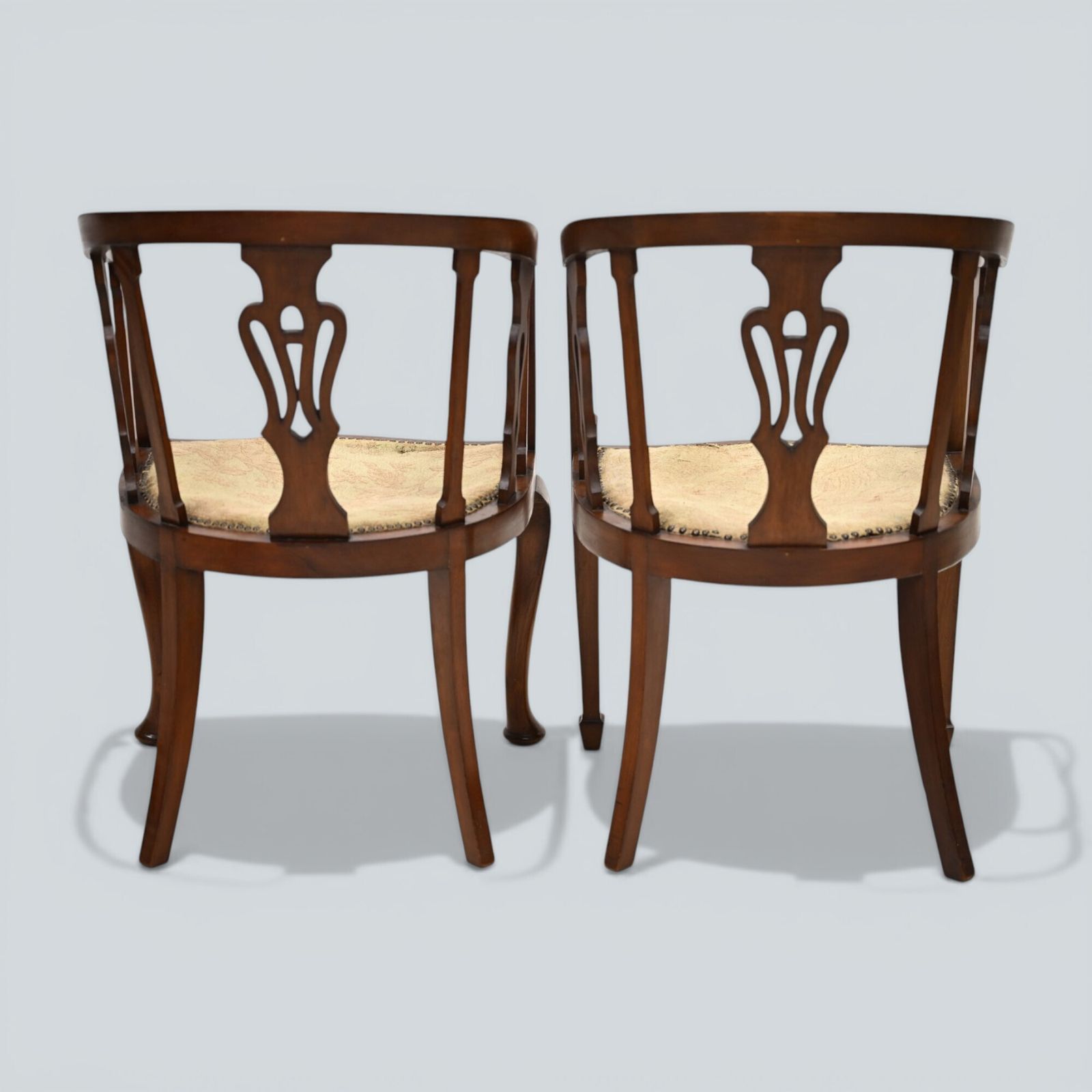 Two Edwardian Mahogany Tub Chairs His & Hers Upholstered Seats Free Uk Delivery photo 247.0