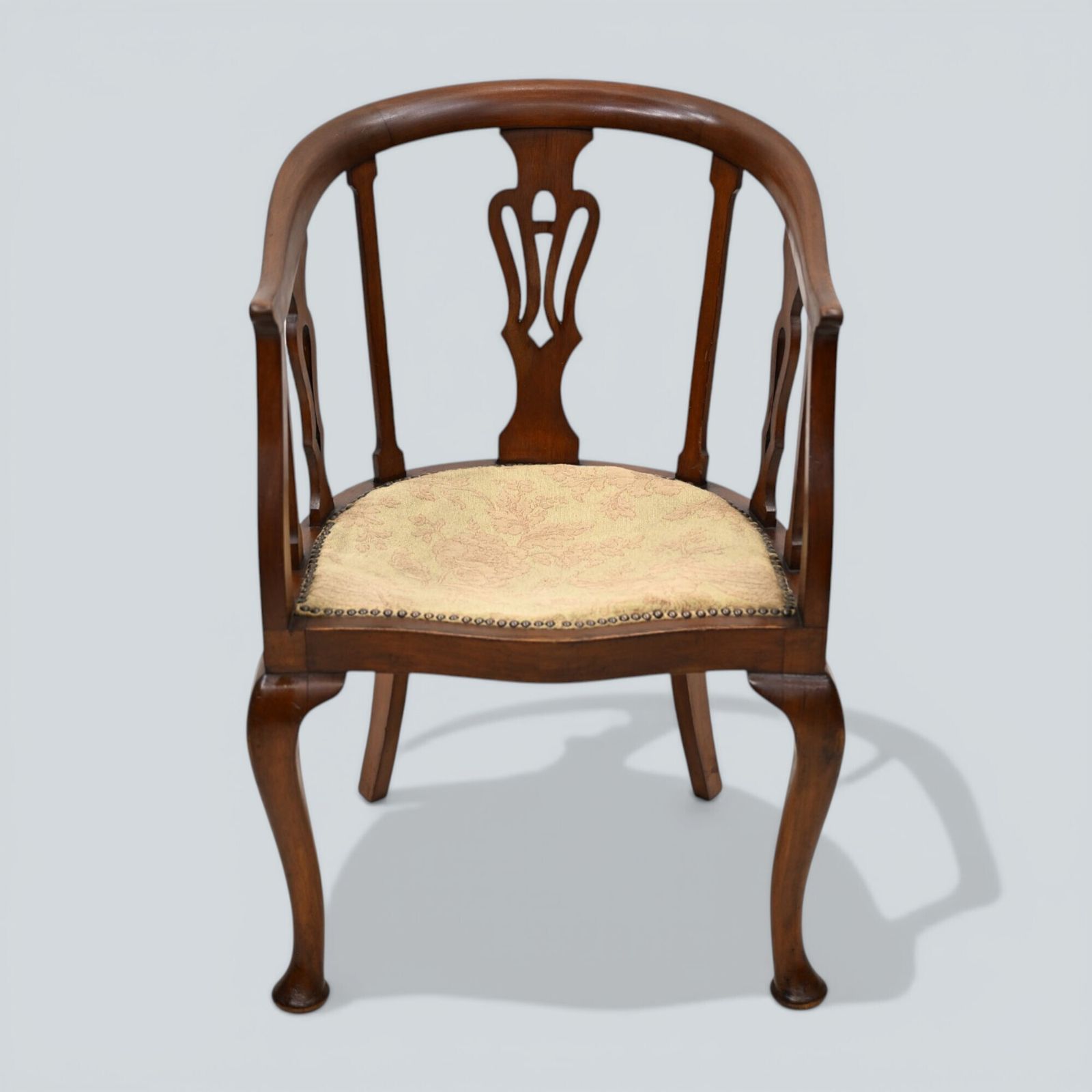 photo furniture Two Edwardian Mahogany Tub Chairs His & Hers Upholstered Seats Free Uk Delivery
