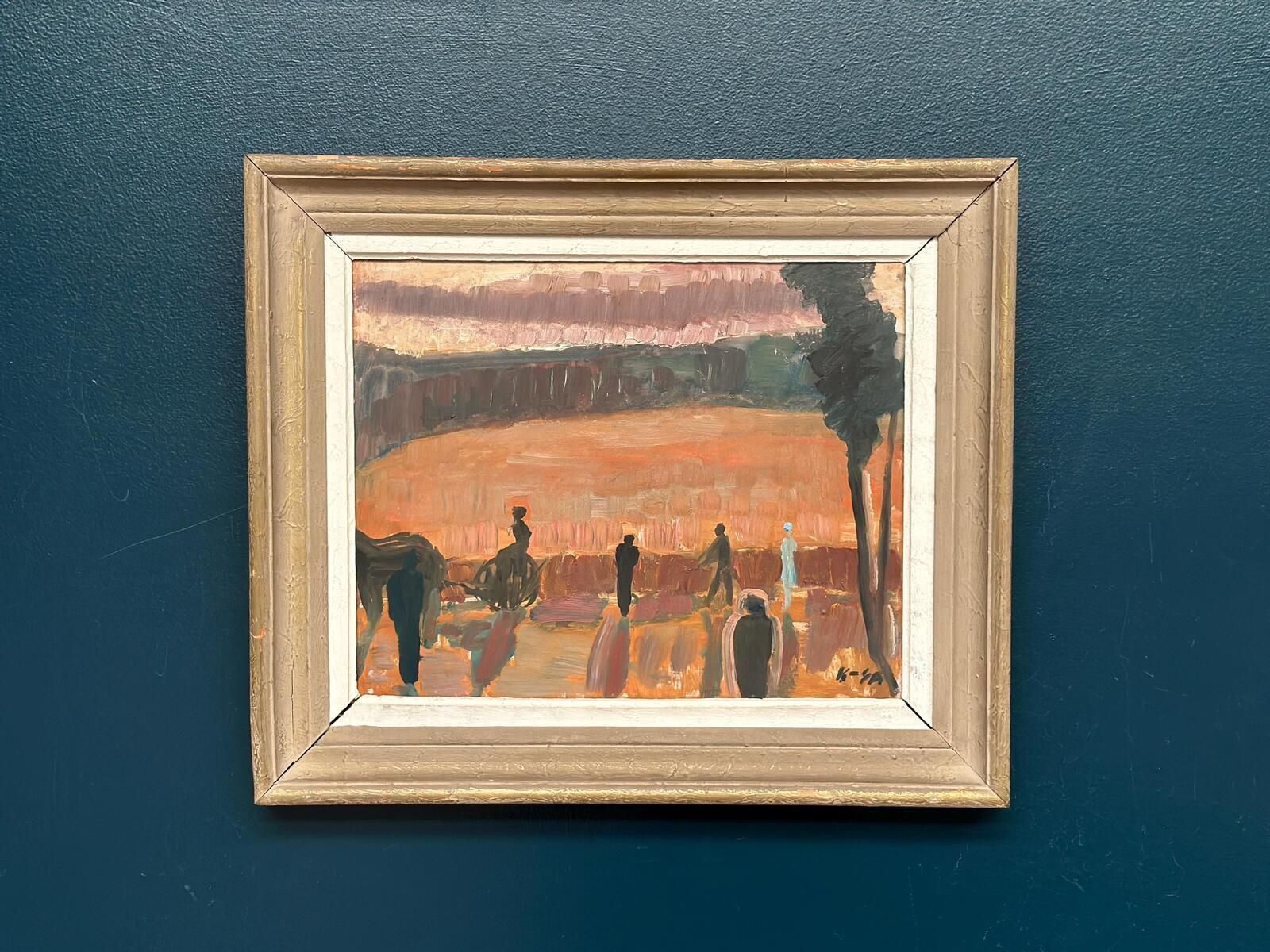 Original Mid Century Swedish Oil On Panel – “Farmers” By Karl Göte åson Sernius – Dated 1964 – Vintage & Framed – 55 × 47 Cm (21.7" × 18.5") photo 345.0