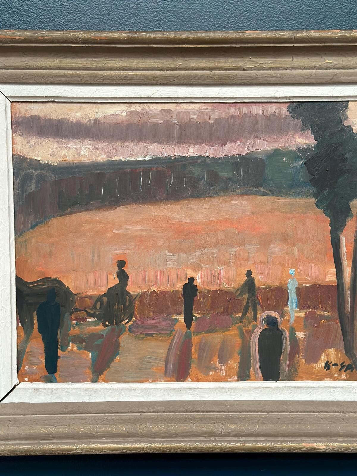 Original Mid Century Swedish Oil On Panel – “Farmers” By Karl Göte åson Sernius – Dated 1964 – Vintage & Framed – 55 × 47 Cm (21.7" × 18.5") photo buy