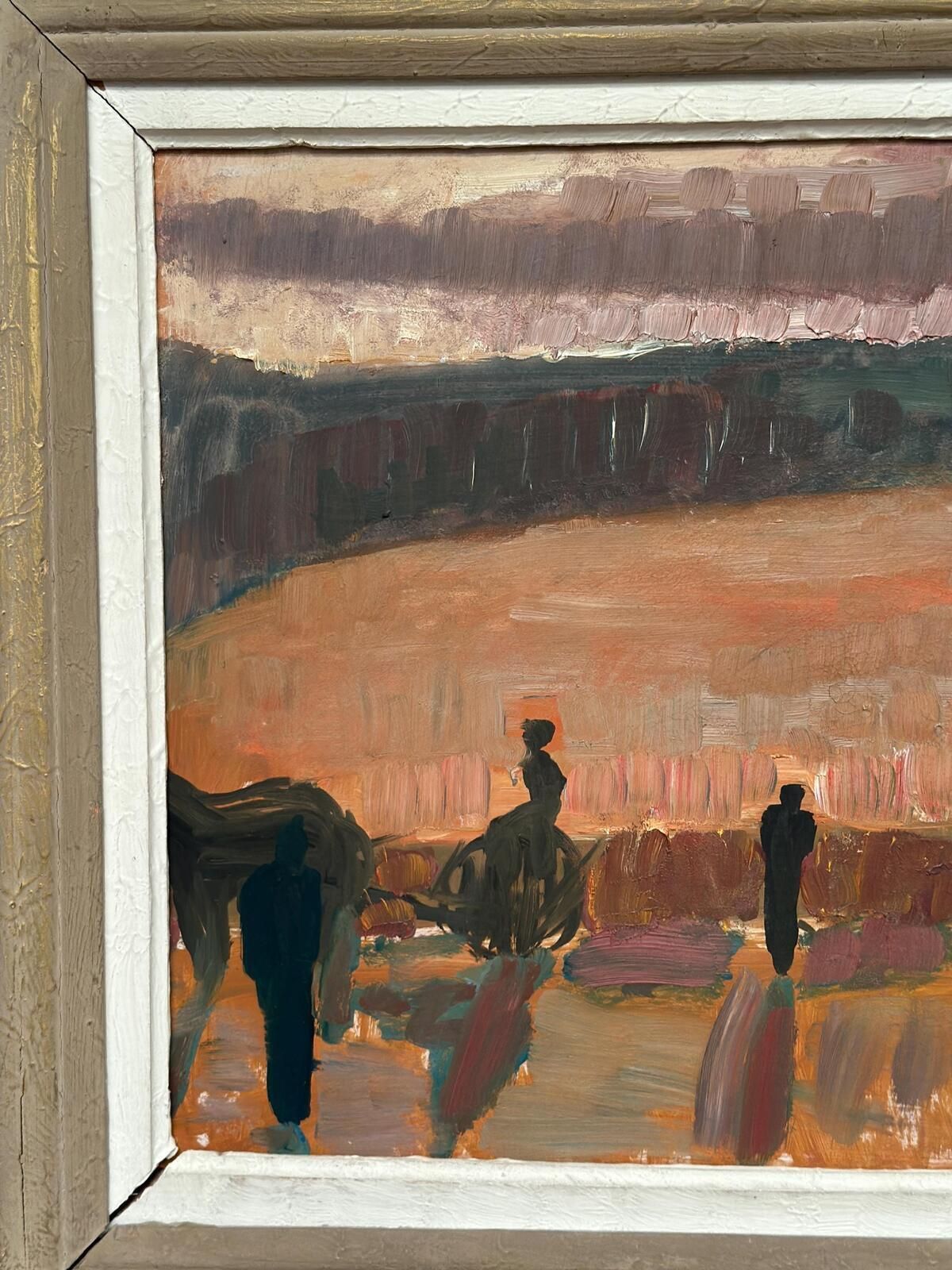 Art Original Mid Century Swedish Oil On Panel – “Farmers” By Karl Göte åson Sernius – Dated 1964 – Vintage & Framed – 55 × 47 Cm (21.7" × 18.5") photo