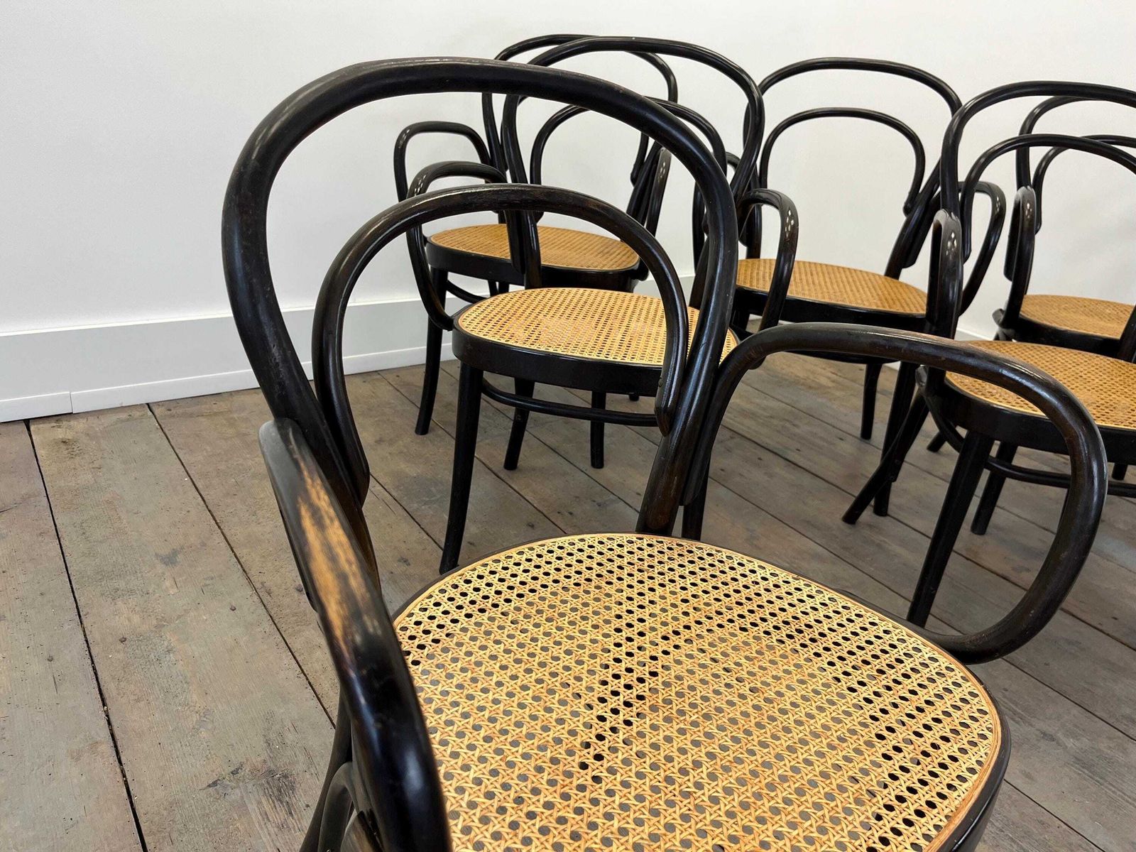 Set Of 6 Thonet Bentwood Chairs With Cane Seats – Classic Vienna Café Style Vintage Seating photo furniture