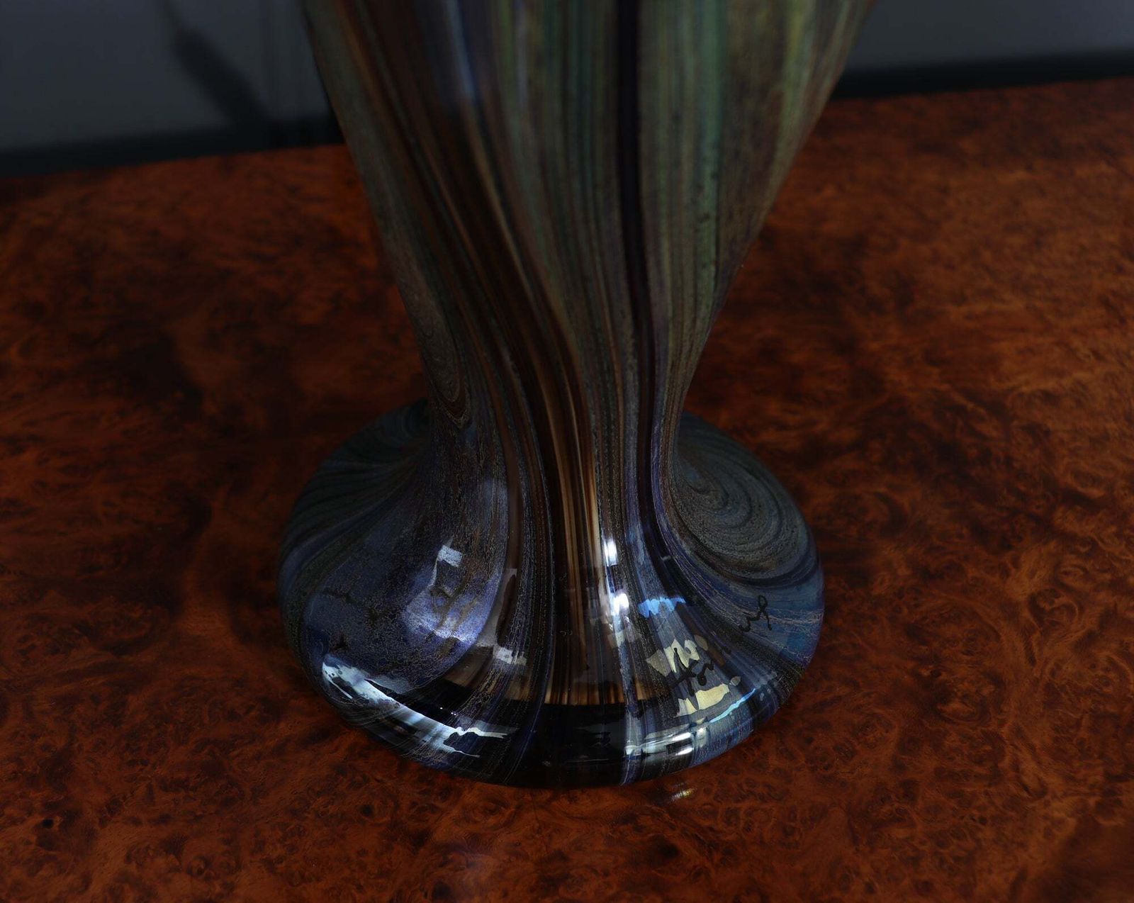 Lighting Large Signed French Iridescent Art Glass Mushroom Lamp photo