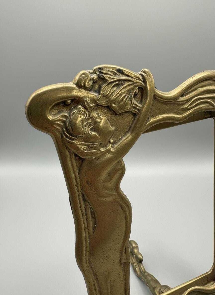 Antique Art Nouveau Brass Lady Picture Frame photo vinterior