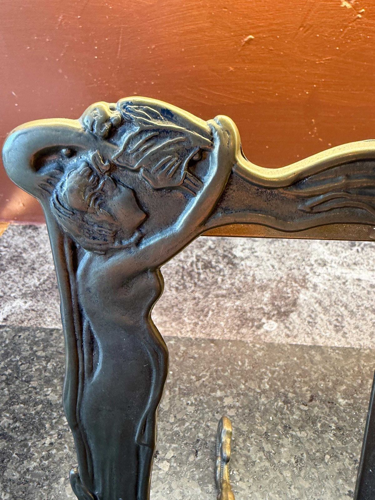 Antique Art Nouveau Brass Lady Picture Frame photo vintage