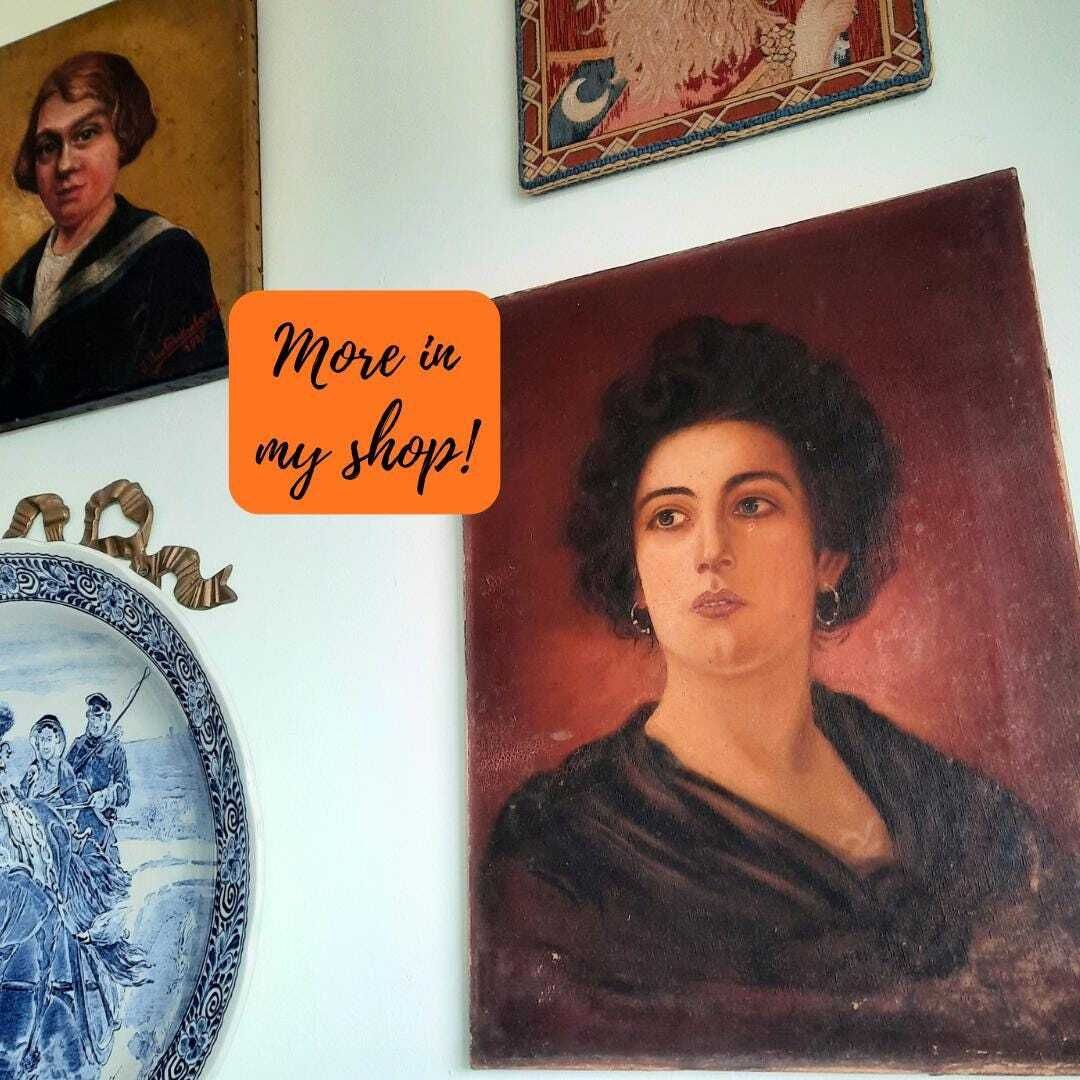 photo for sale Truly Antique Oil Portrait Of A Woman After A Portrait By F Doubek. H 16''