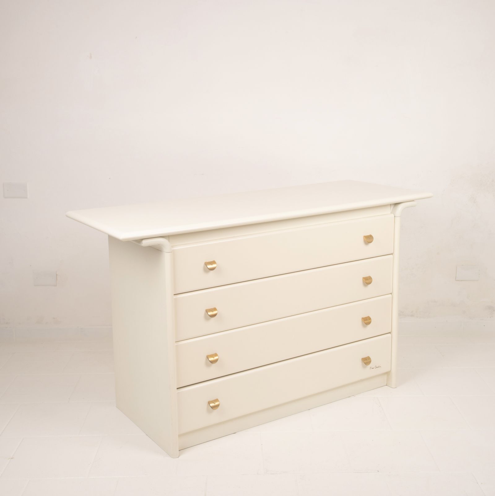 Furniture Cream Lacquered Chest Of Drawers By Pierre Cardin, 1980 photo